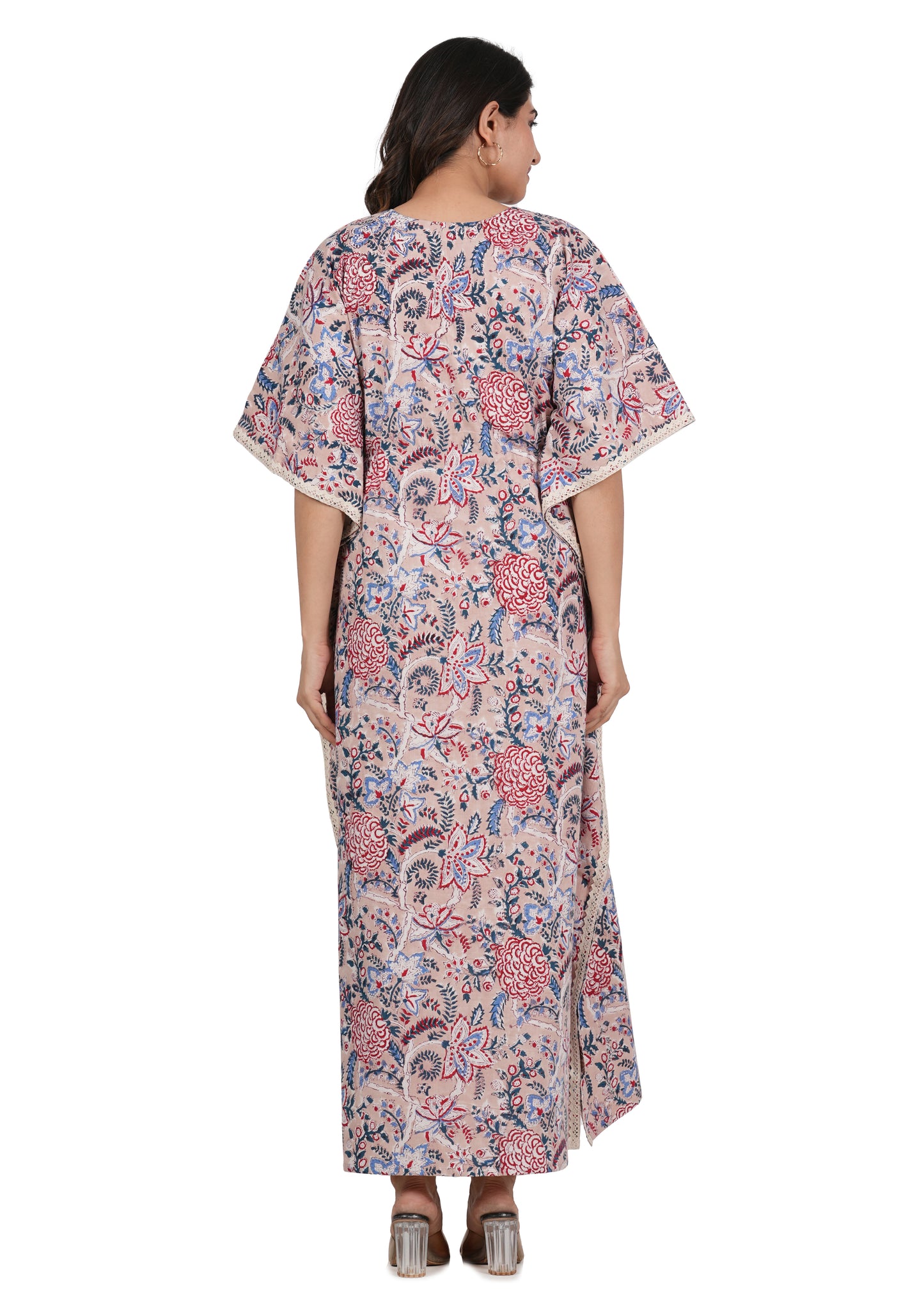 Radha Padmini Handblock Cotton Maternity Nursing Kaftan