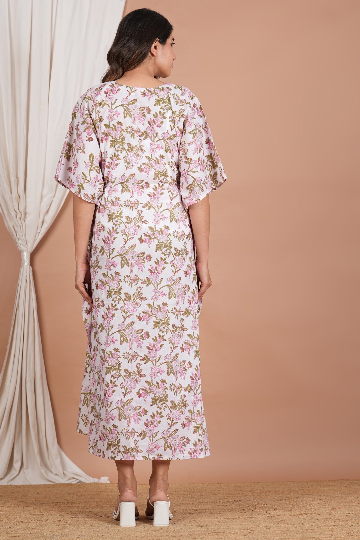 Vraja Vilasini Handblock Maternity/Nursing Kaftan