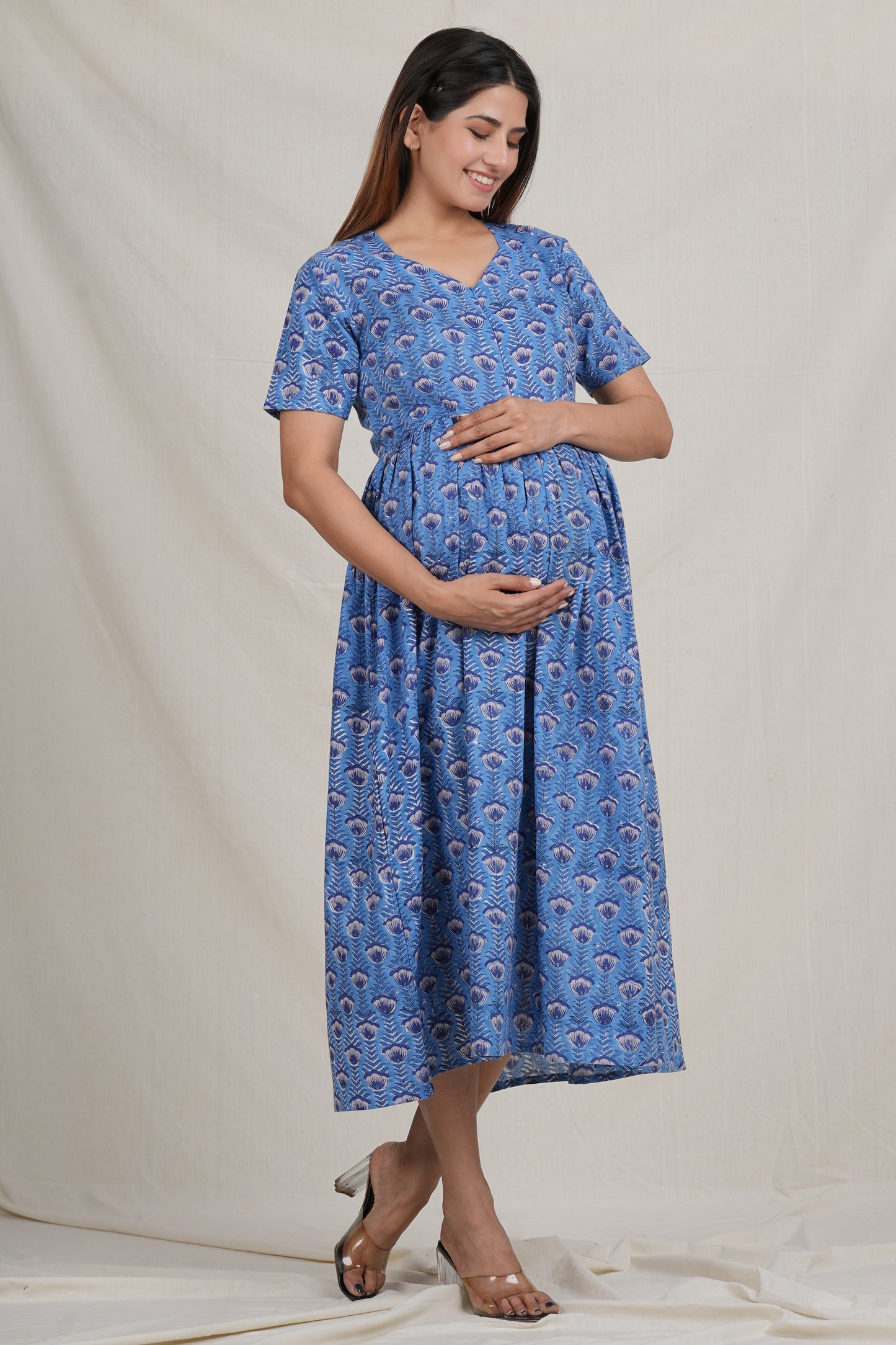 Avigyaa Cotton Maternity Nursing Dress