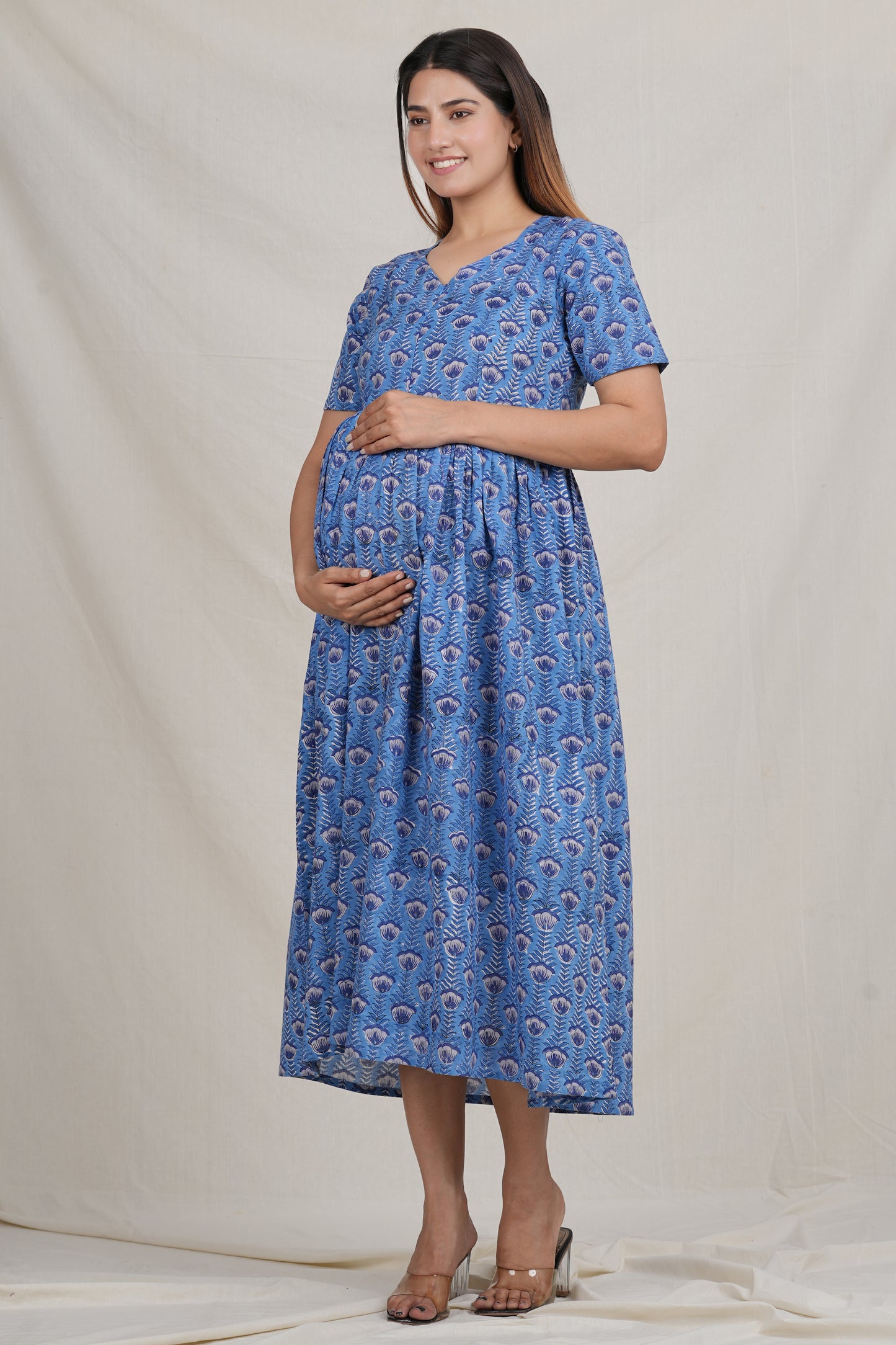 Avigyaa Cotton Maternity Nursing Dress