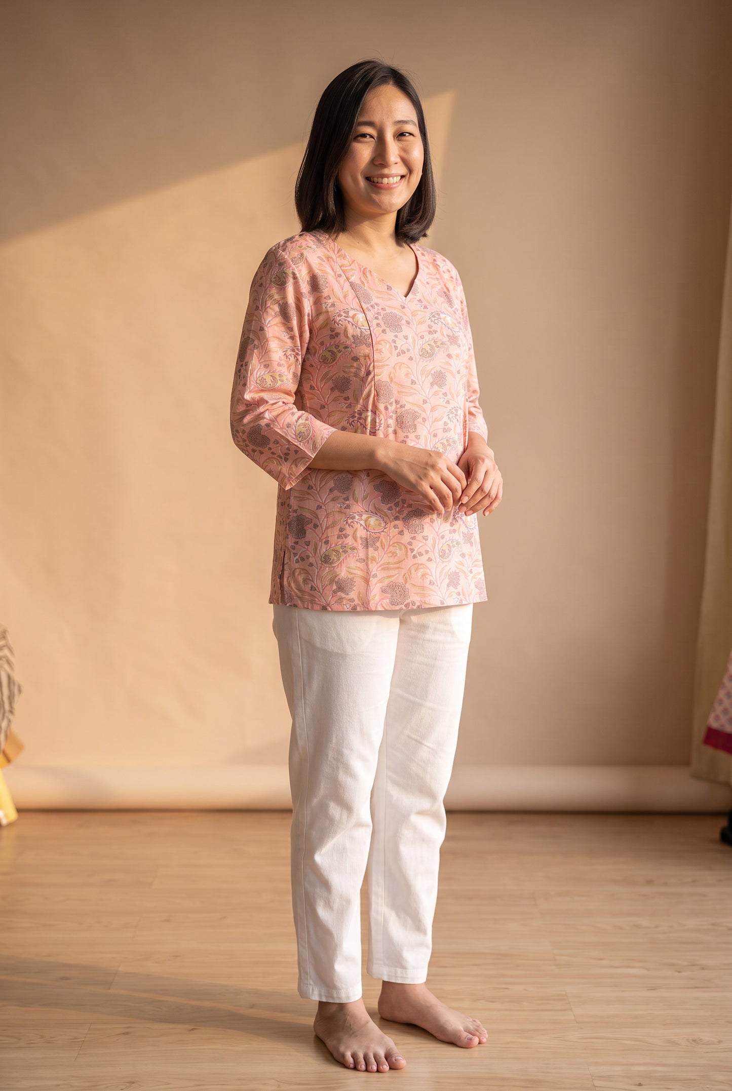 Vraj Devike Handblock Cotton Nursing Top