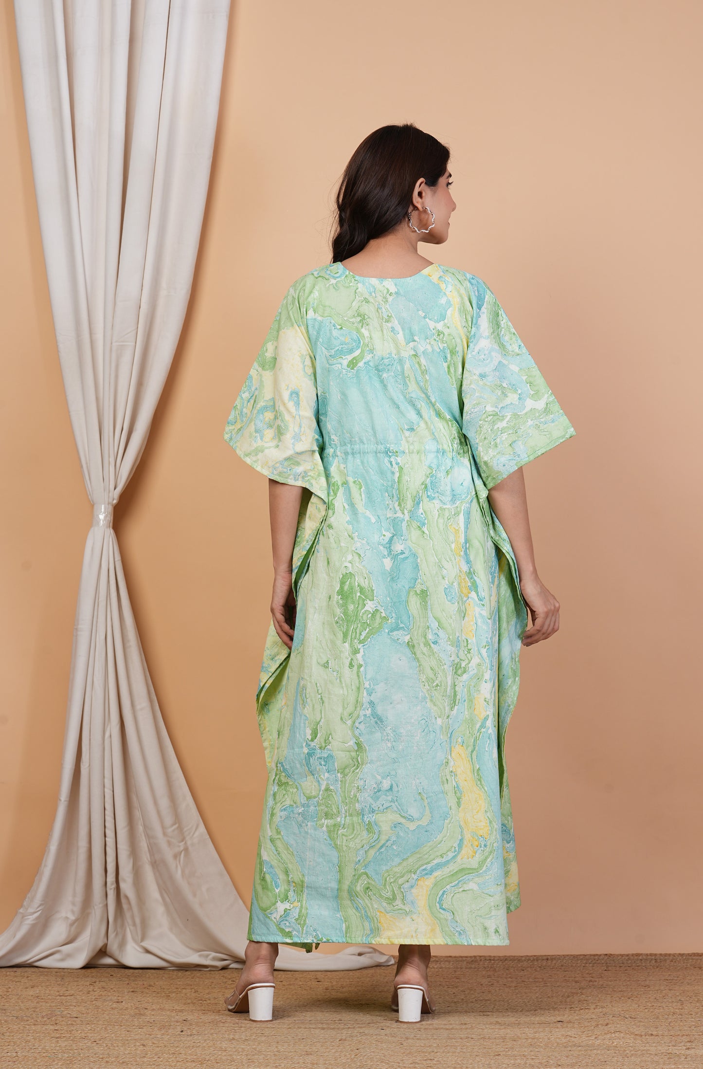 Ruci Cotton Nursing Marble Print Kaftan