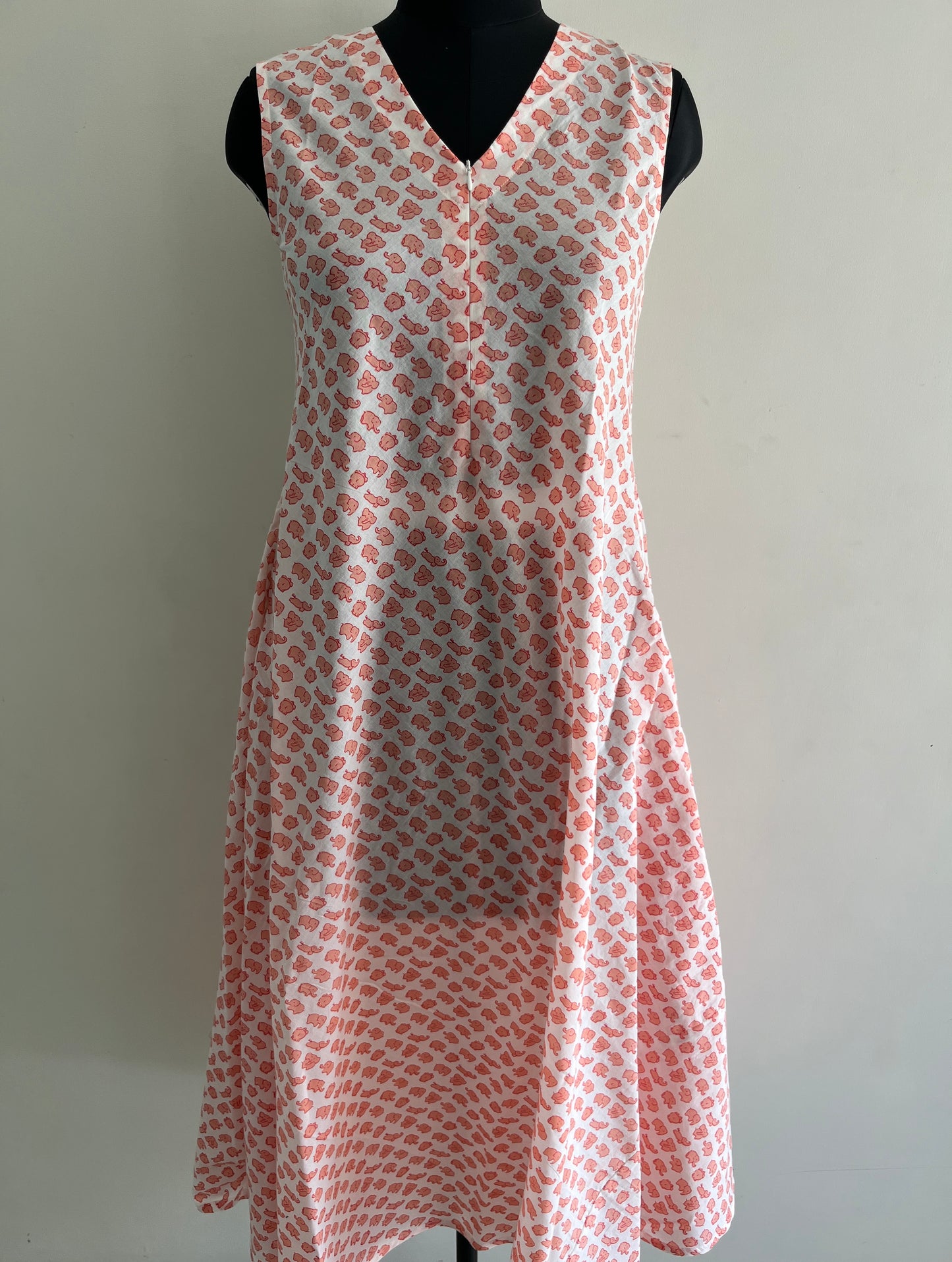 Orange Elephant Cotton Nursing Umbrella Maxi Dress