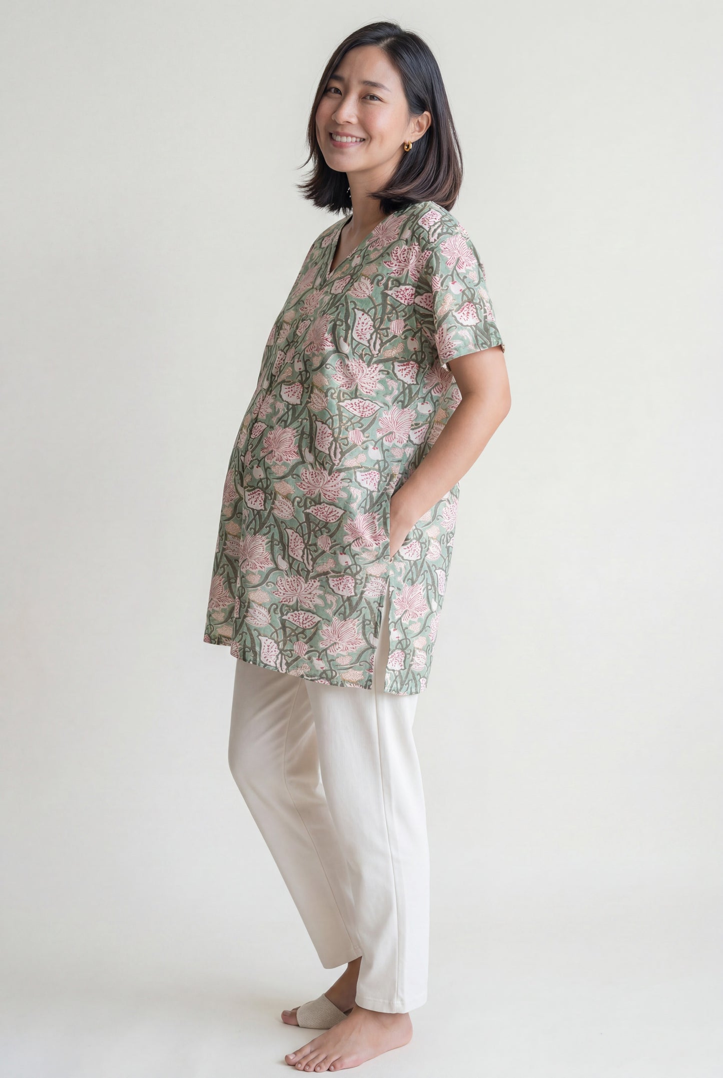 Kadamb Cotton Nursing Top with Zip