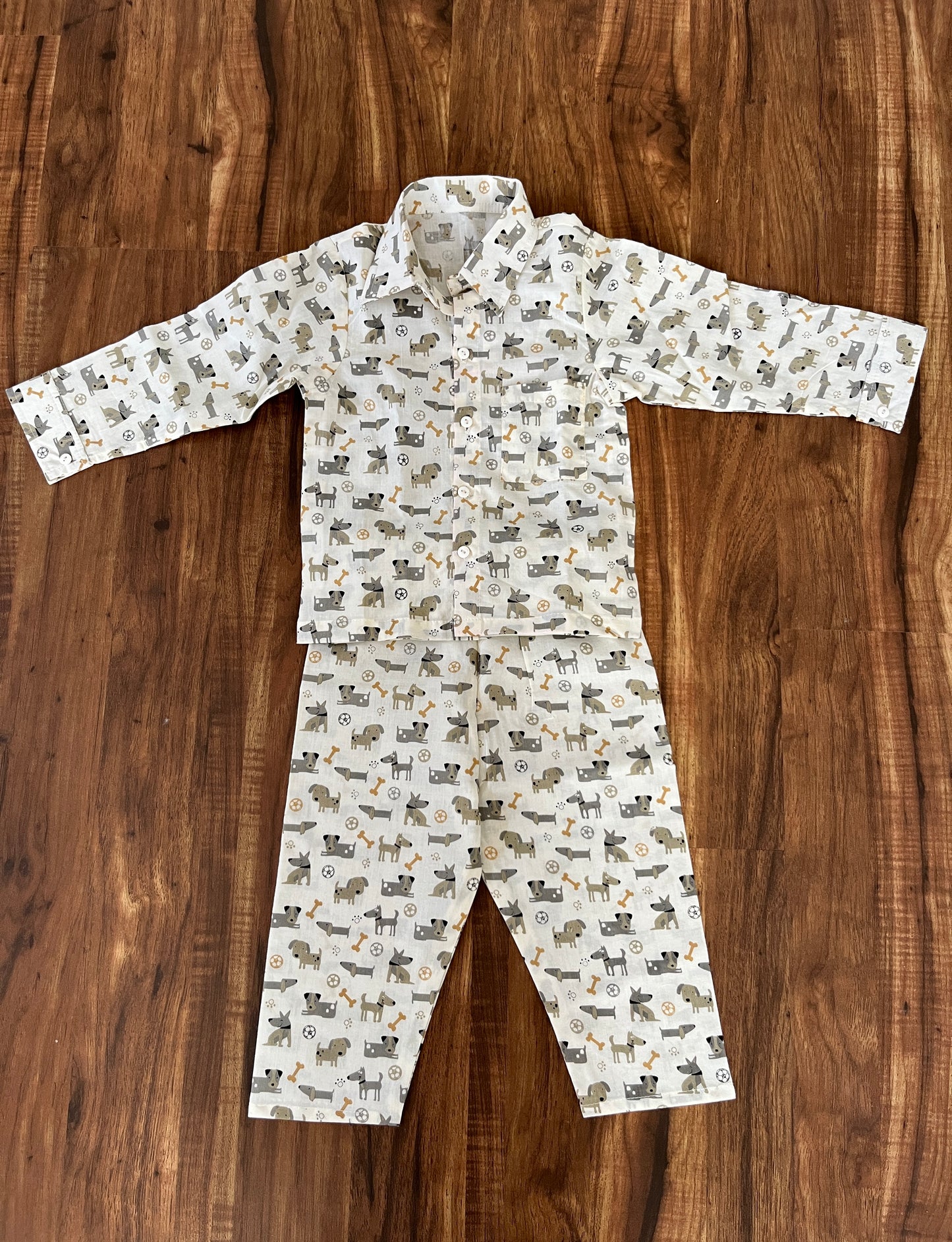 Puppy Dogs Cotton Shirt-Pyjama Night Set