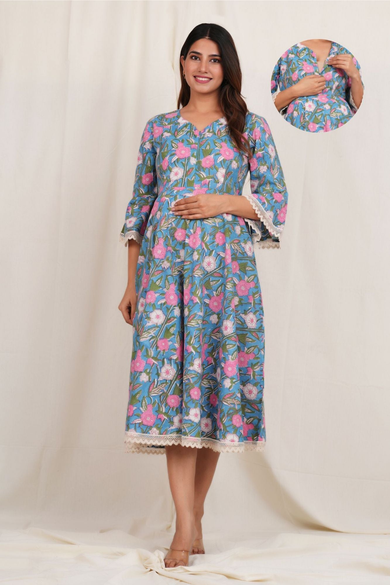 Rasika Nandan Cotton Maternity Feeding Kurti Dress