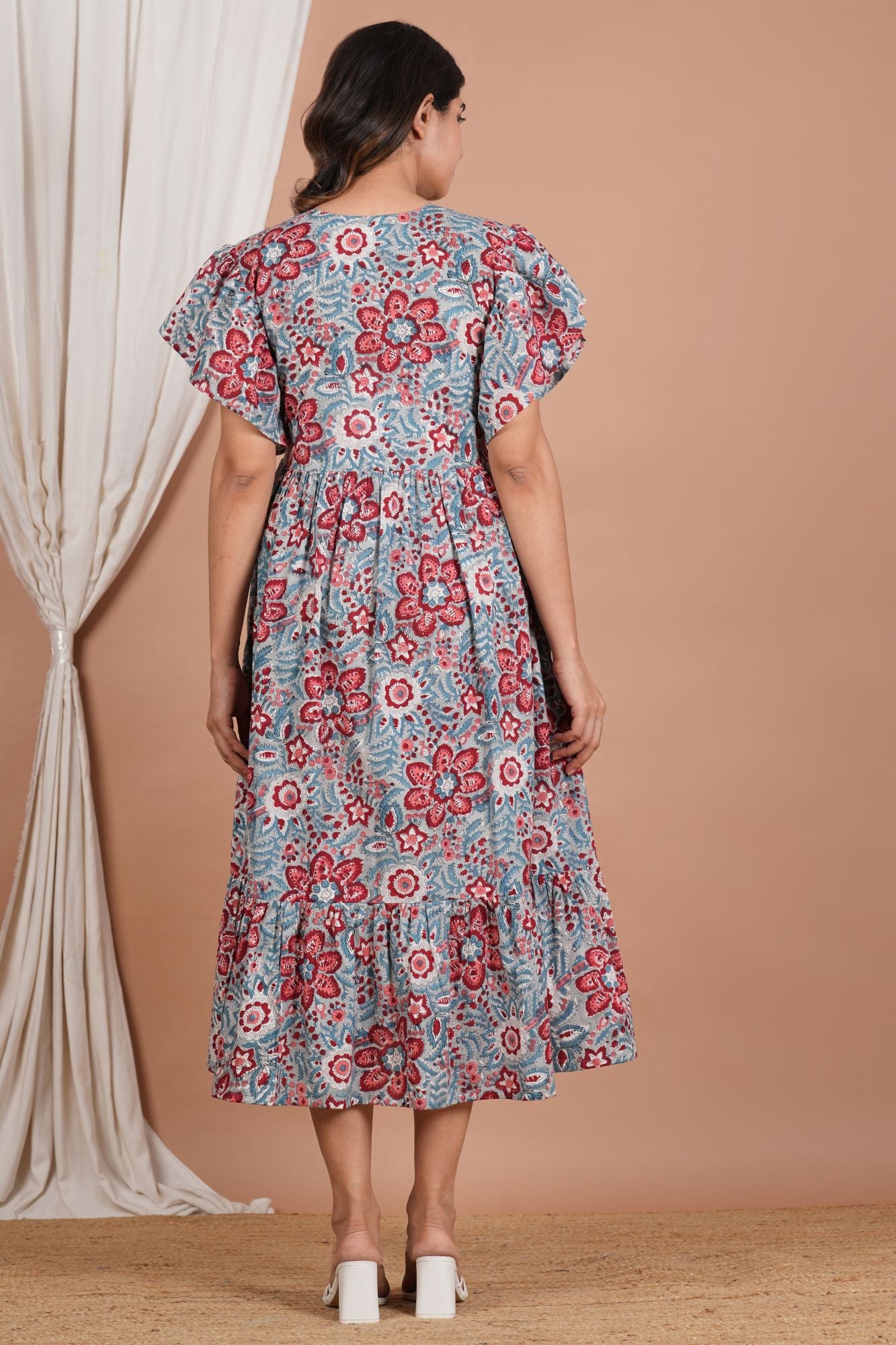 Floral Printed With Twin Zip Cotton Maternity Feeding Kurti