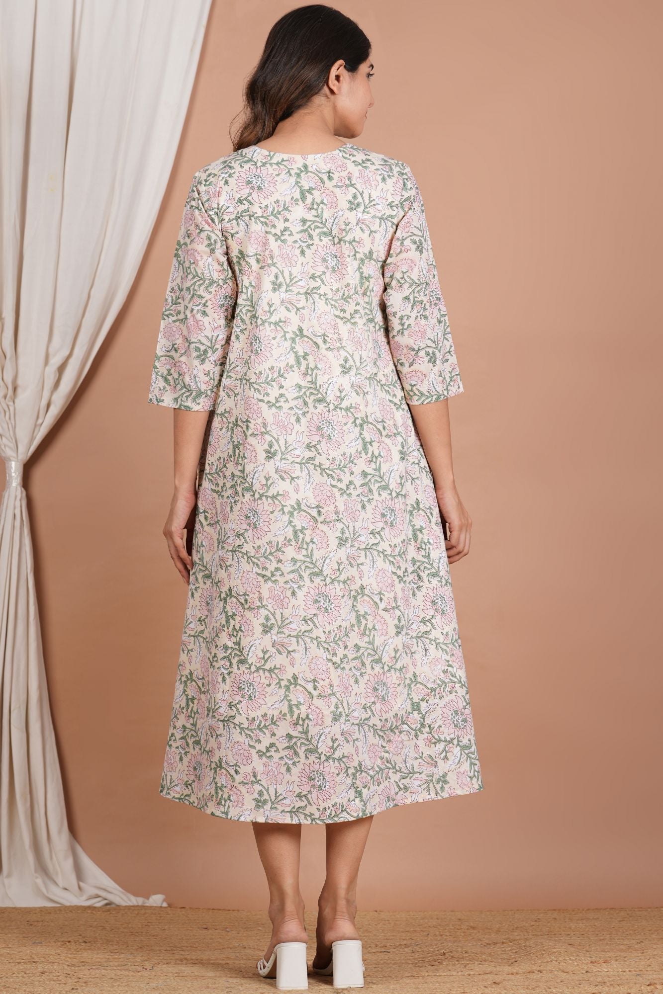 Sanatan Handblock Printed Cotton Nursing Feeding Dress