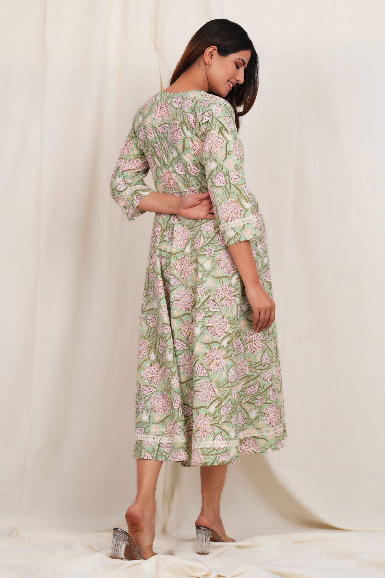 Kadamb Cotton Twin Zip Maternity Feeding Kurti Dress