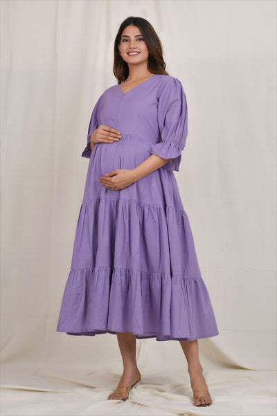 Nityaa 3 Tier Cotton Maternity Nursing Dress for Feeding