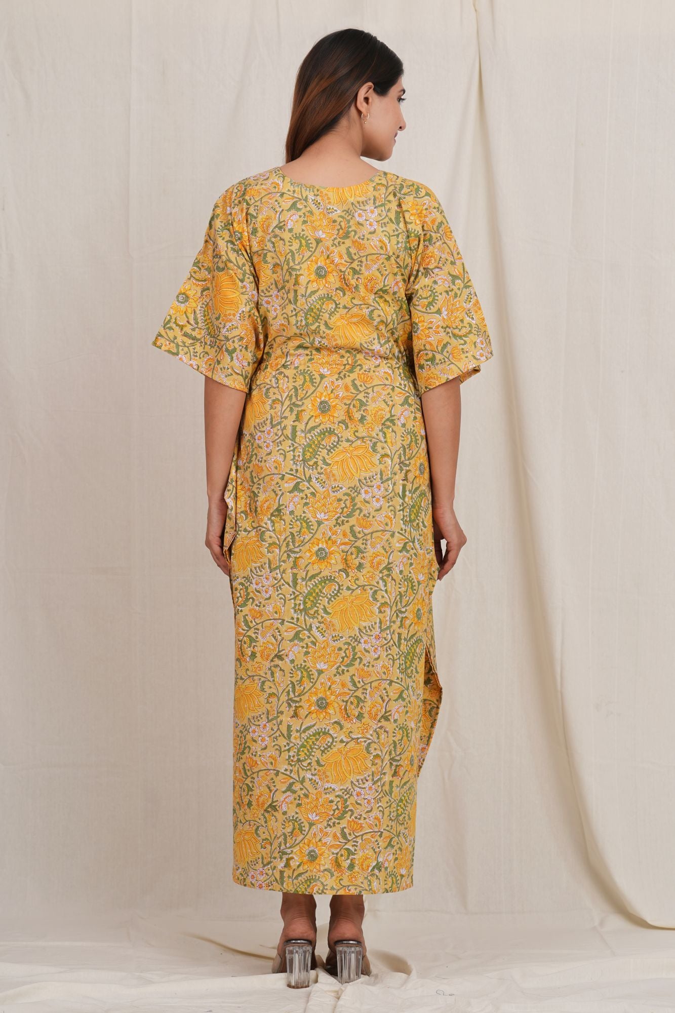 Kanak Kapisam Handblock Cotton Maternity Nursing Kaftan