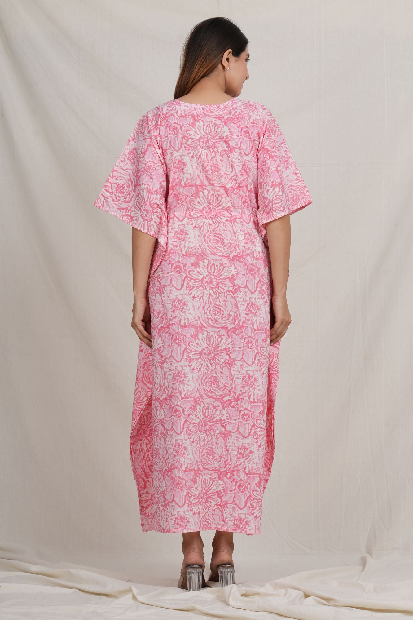 Barbie Pink Printed Cotton Feeding Nursing Kaftan