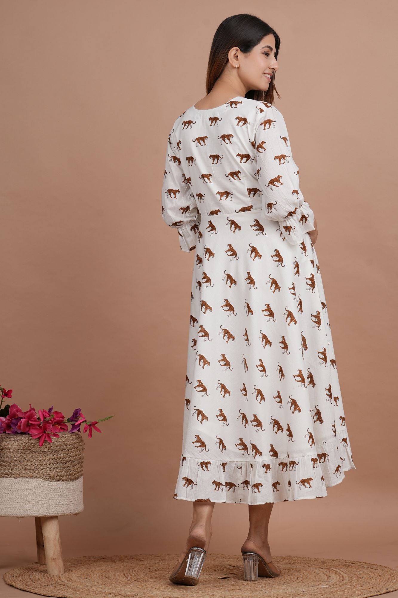 Tiger Cotton Maternity Nursing Dress for Feeding