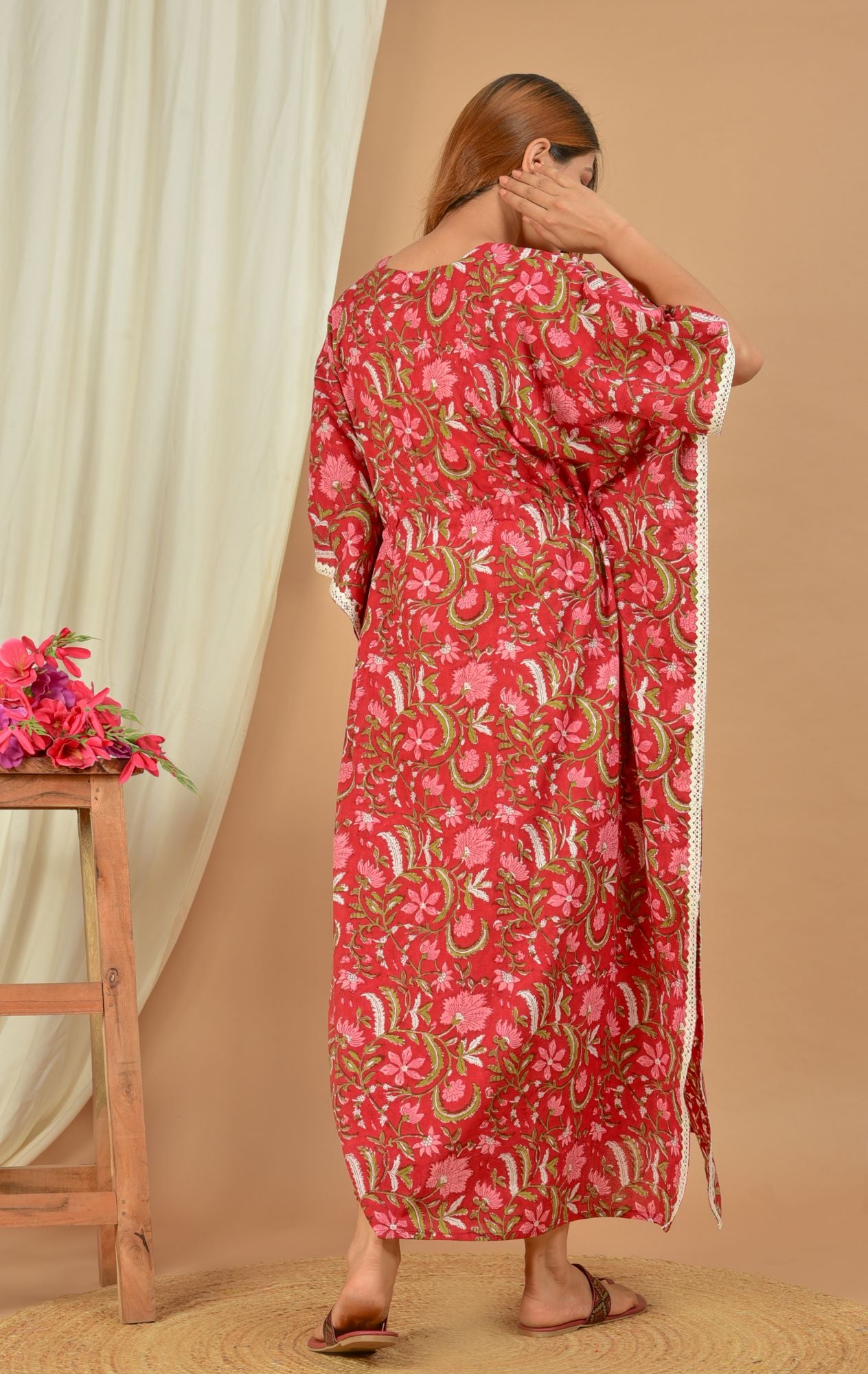 Rasa Madhuri Handblock Cotton Maternity/Nursing Kaftan