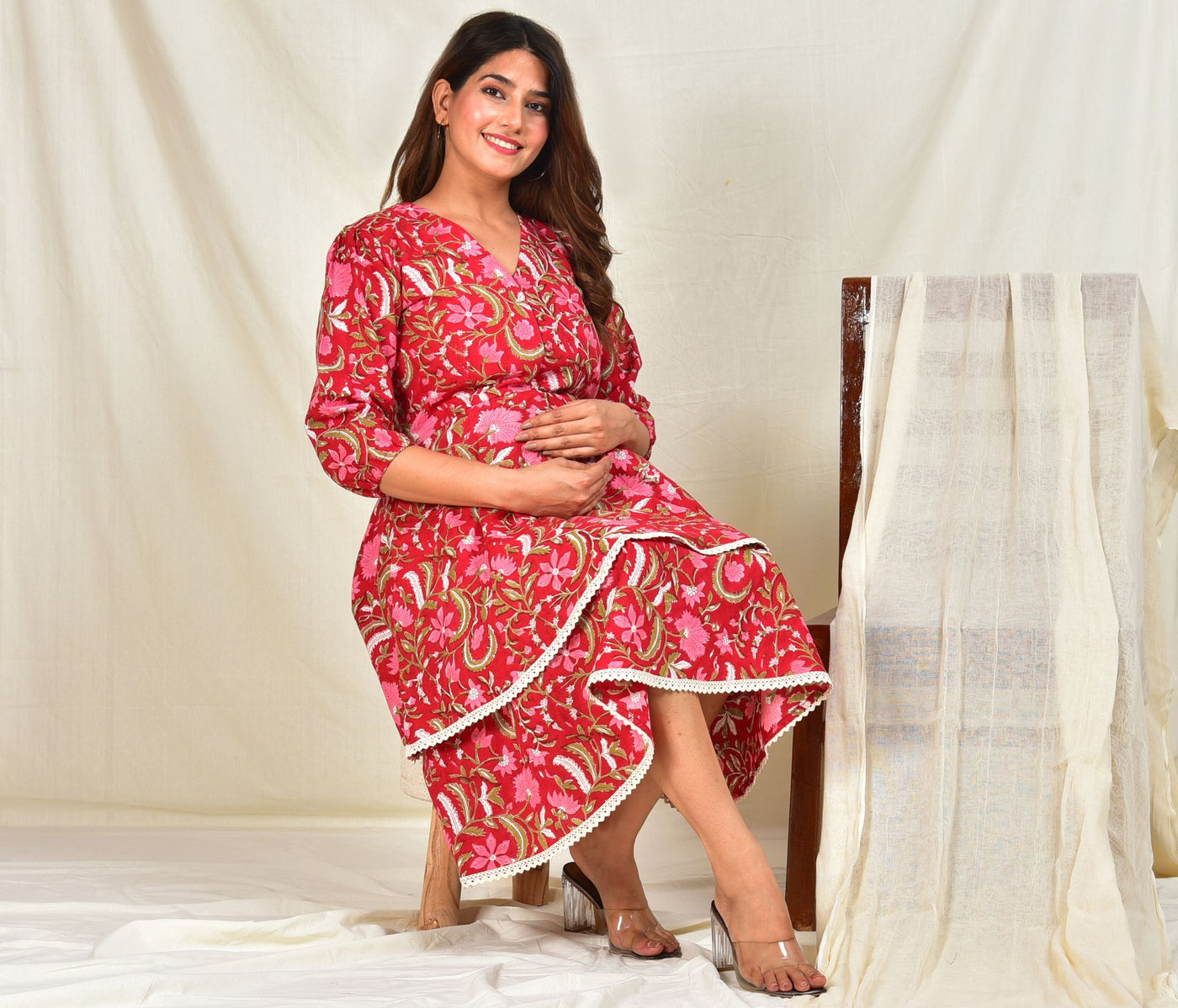 Rasa Madhuri Handblock Cotton Maternity Short Dress