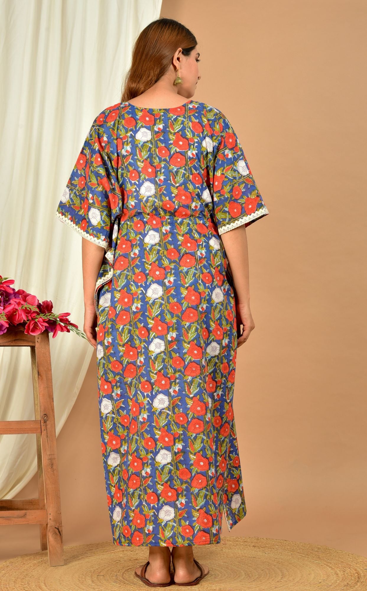 Radhika Raman Handblock Nursing Cotton Kaftan with TWIN Zip
