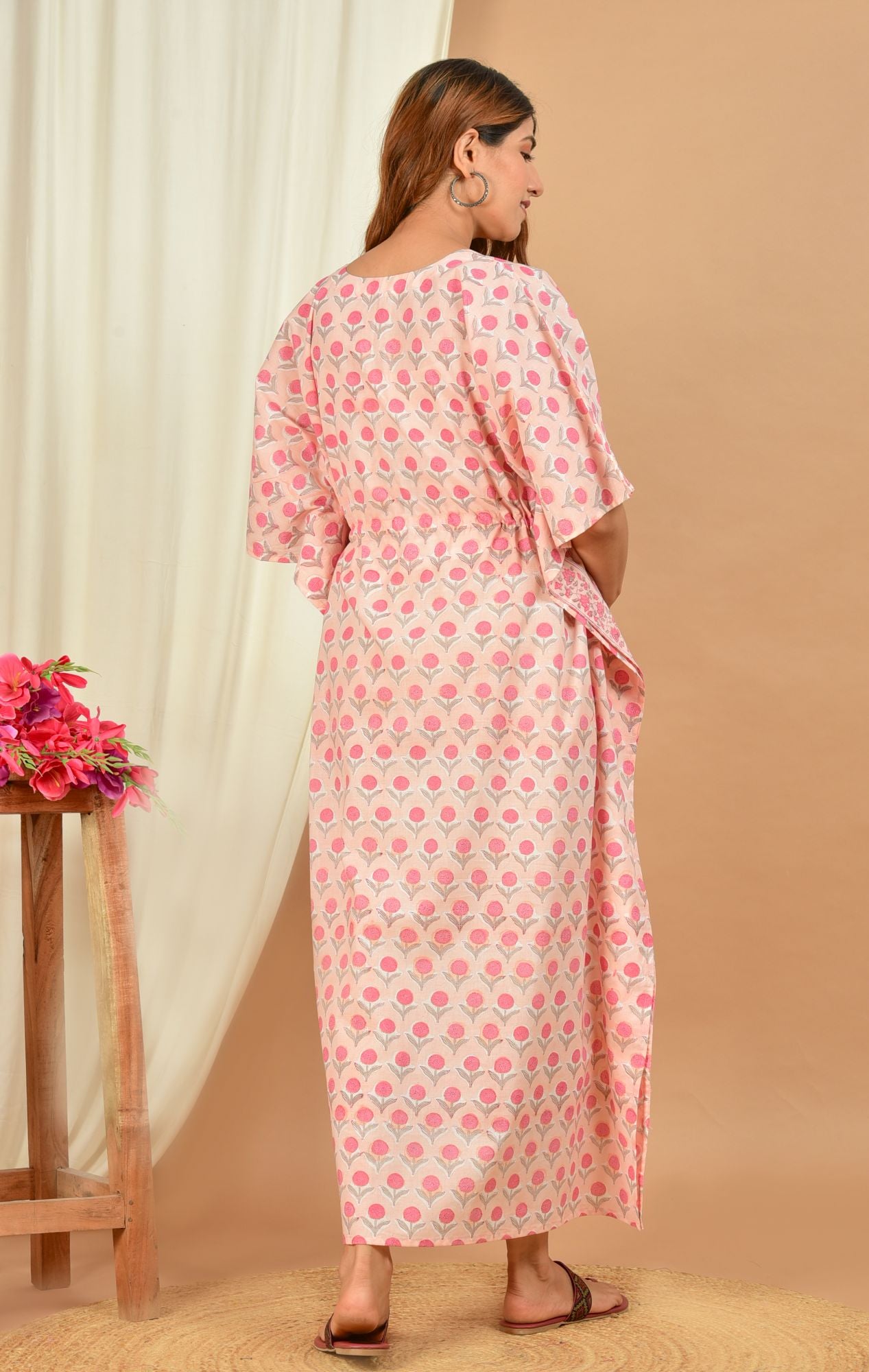 Srida Handblock Cotton Maternity/Nursing Kaftan