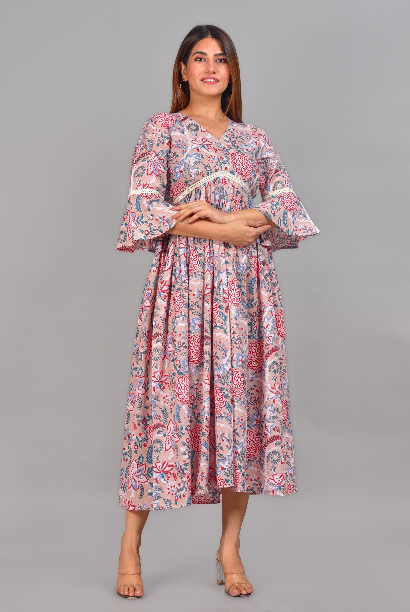 Radha Padmini Handblock Cotton Nursing Kurti