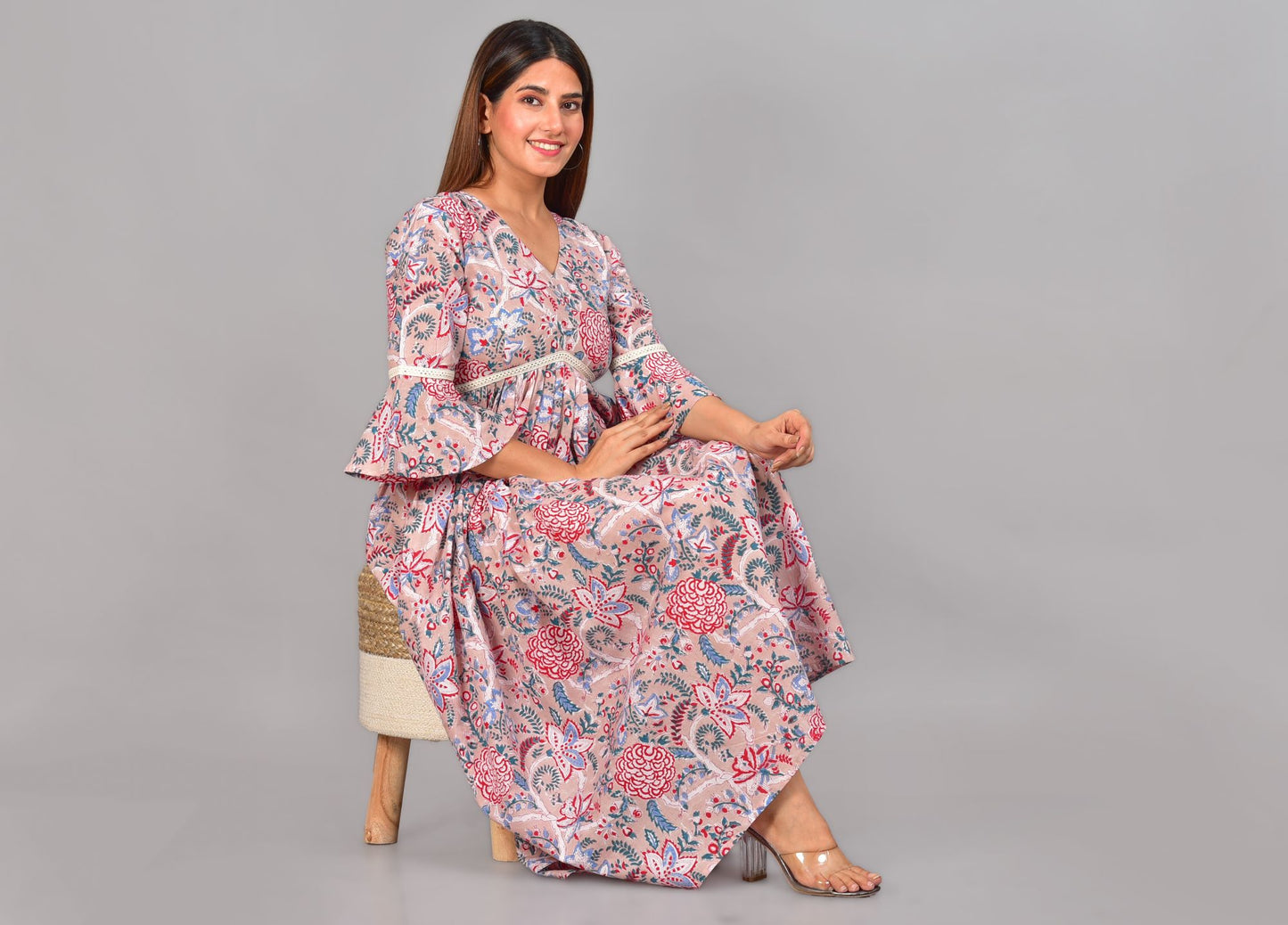 Radha Padmini Handblock Cotton Nursing Kurti