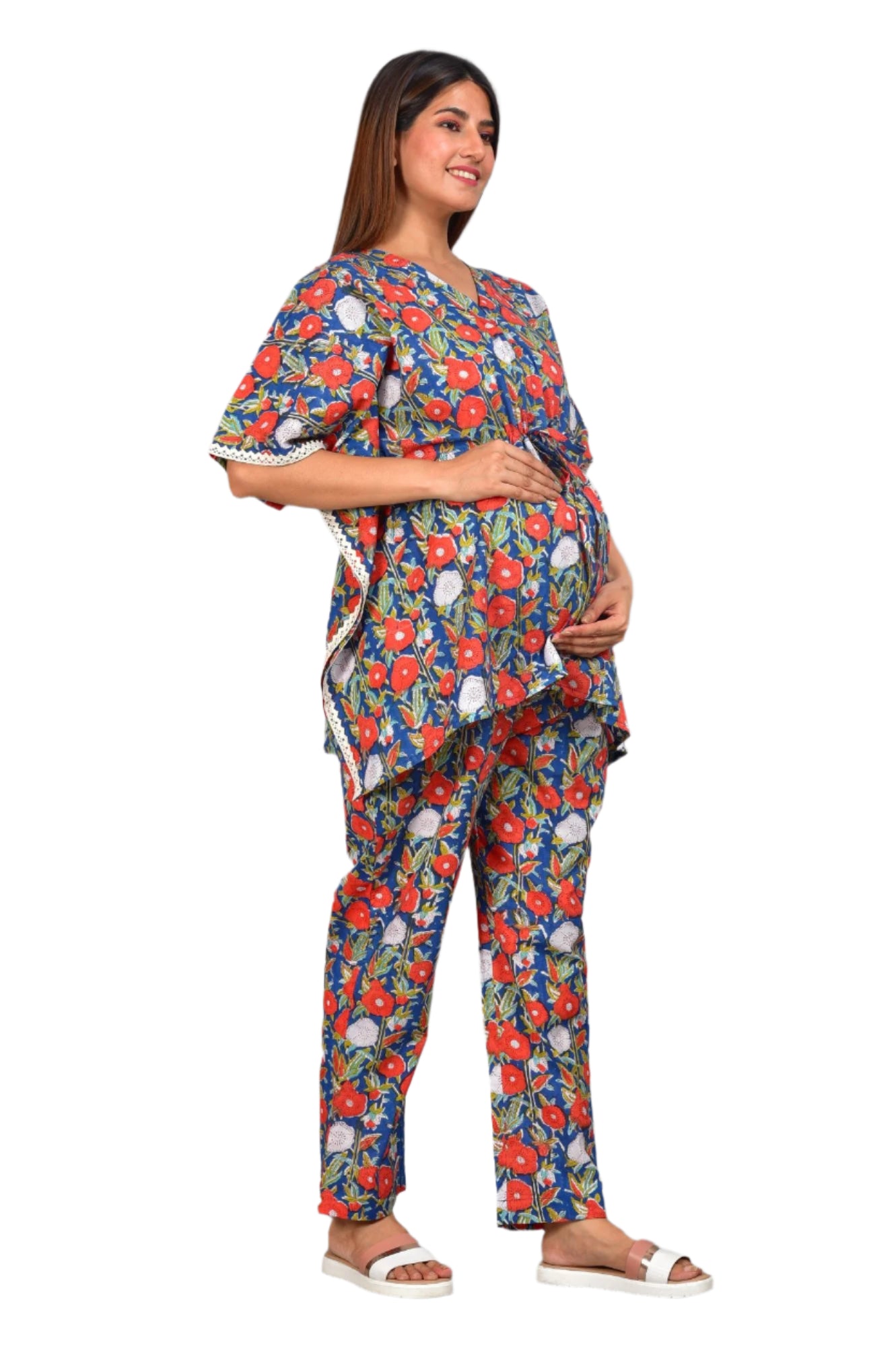 Radhika Raman Nursing Kaftan Top - Pyjama Set
