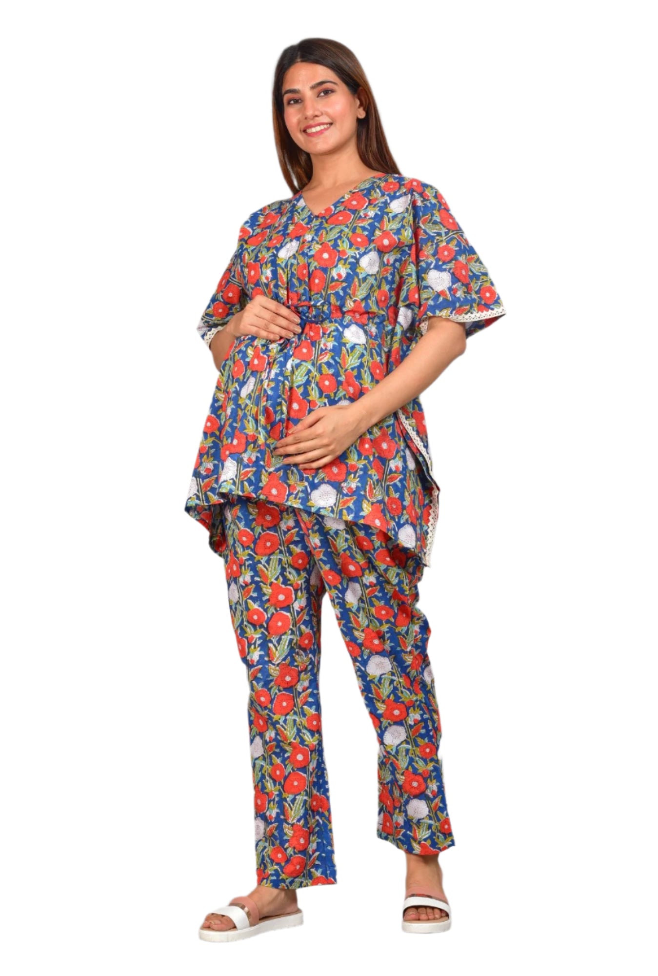 Radhika Raman Nursing Kaftan Top - Pyjama Set