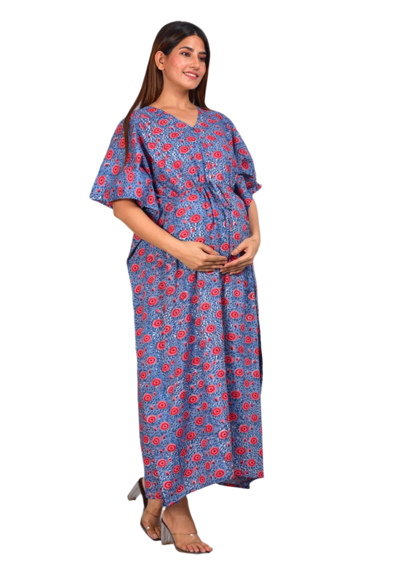 Nirguna Handblock Maternity/Nursing Kaftan