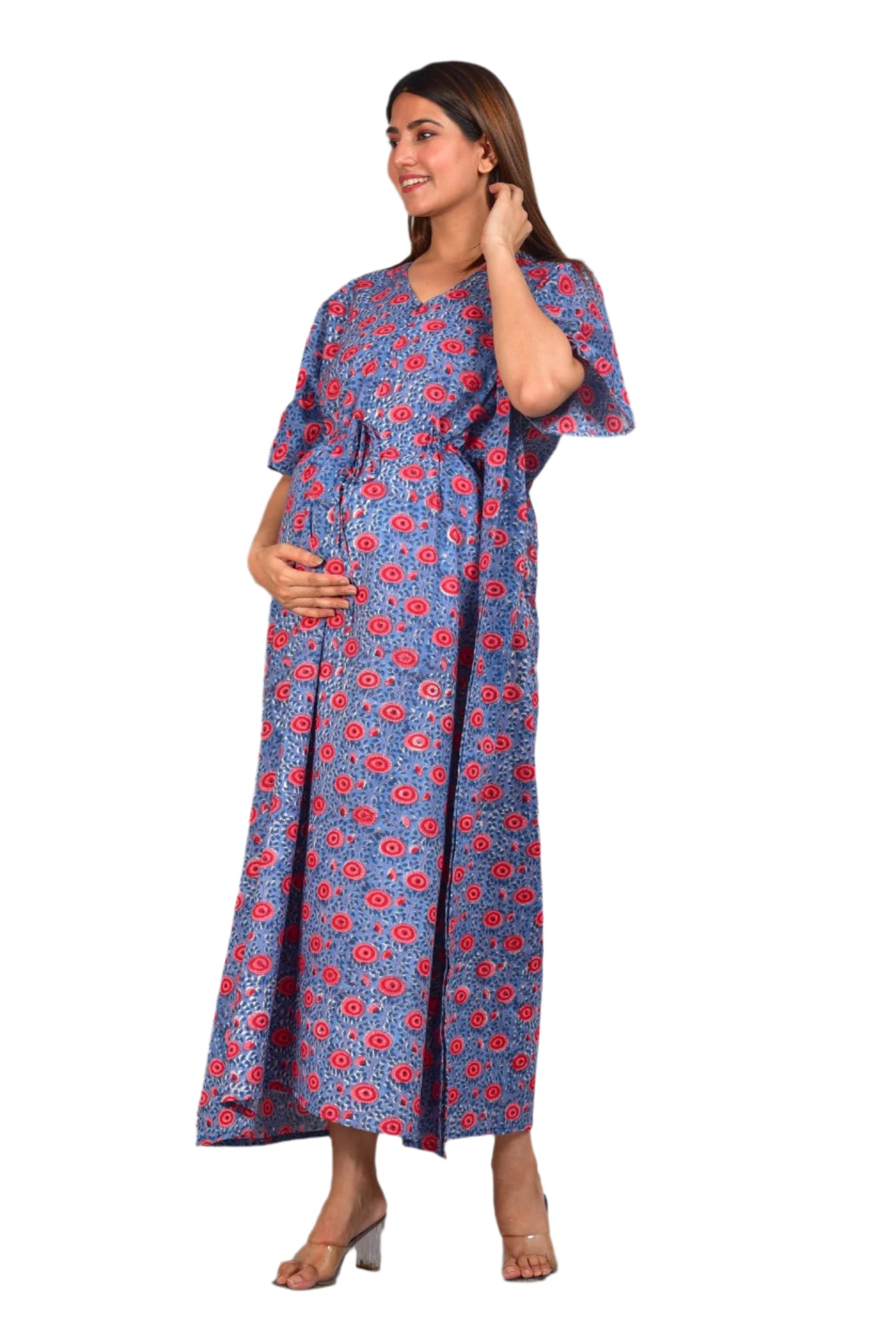 Nirguna Handblock Maternity/Nursing Kaftan