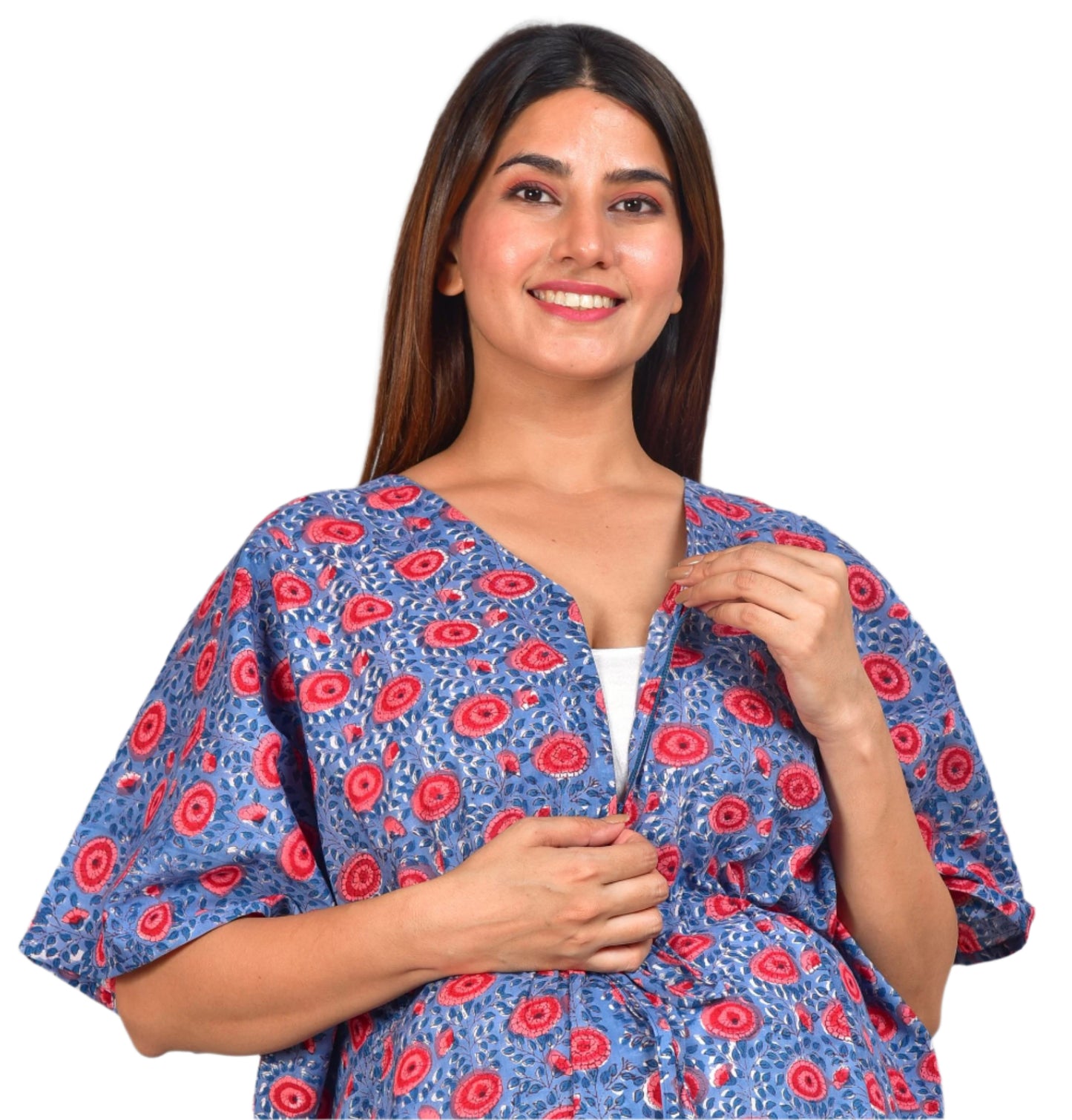Nirguna Handblock Maternity/Nursing Kaftan