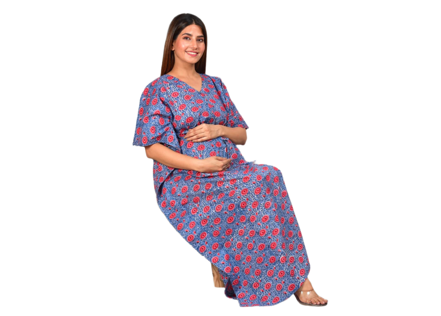 Nirguna Handblock Maternity/Nursing Kaftan