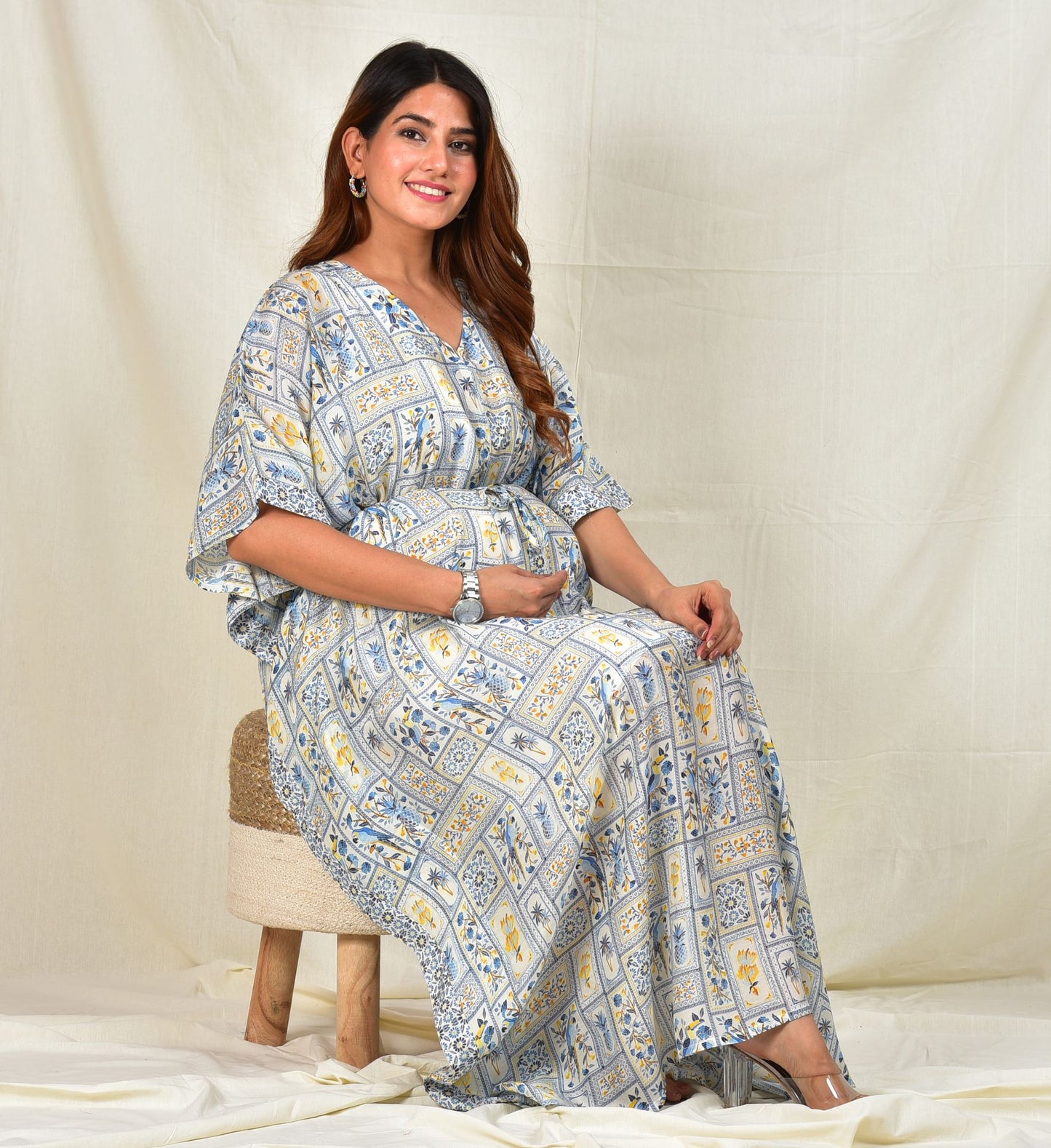 Sachi-Suta Digital Print Nursing Kaftan (Muslin Fabric)
