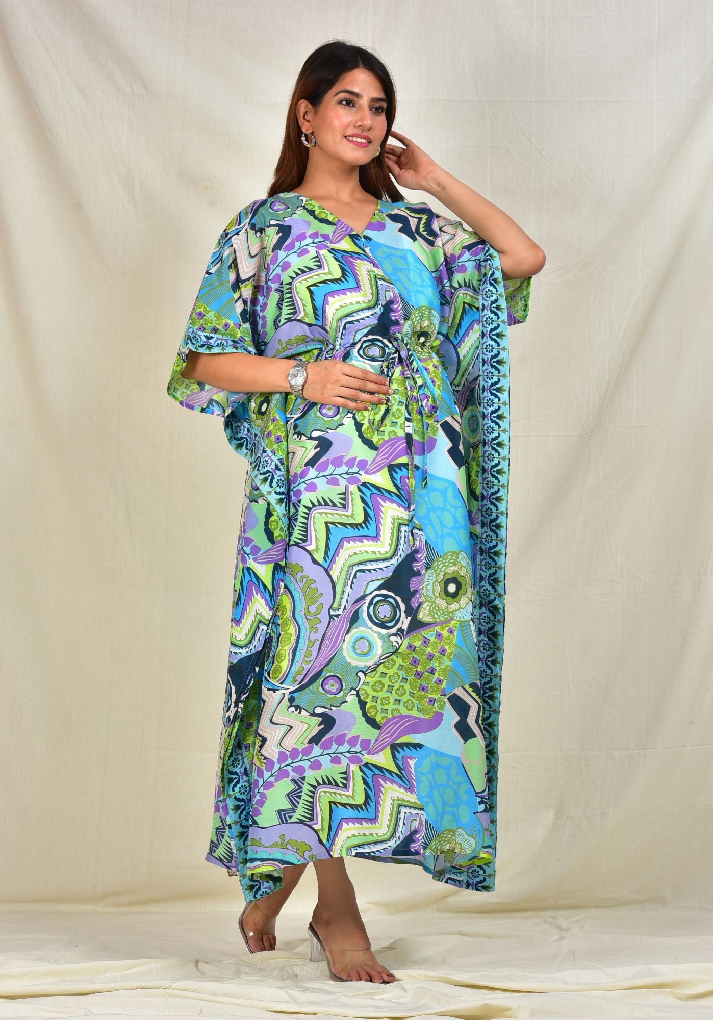 Raghunath Digital Print Nursing Kaftan (Muslin Fabric)