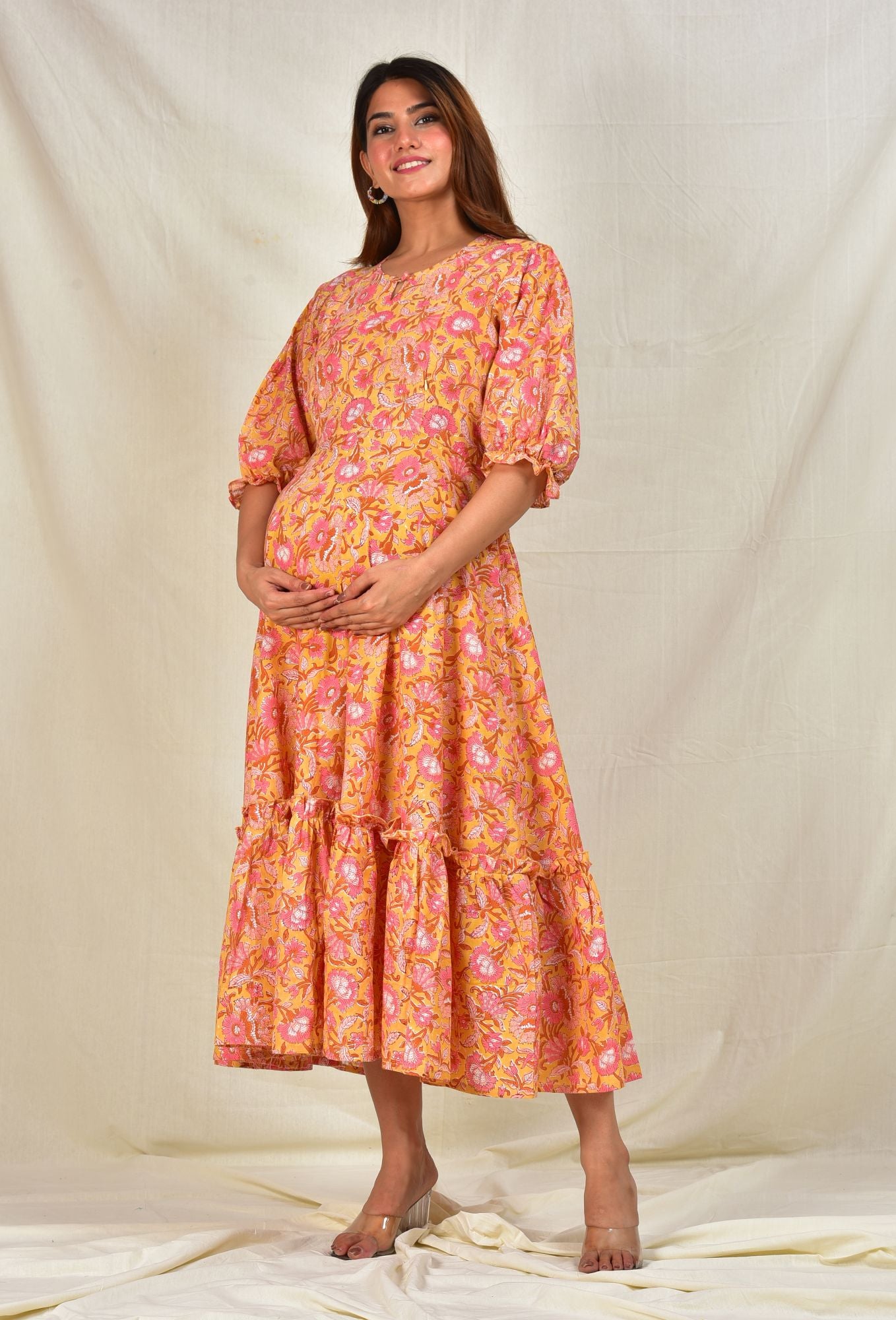 Yashasvini Twin Zip Cotton Maternity Feeding Dress
