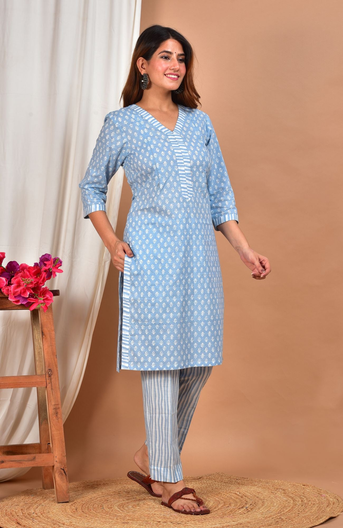 Keshavaya Twin Zip Nursing Cotton Kurta - Pant Set