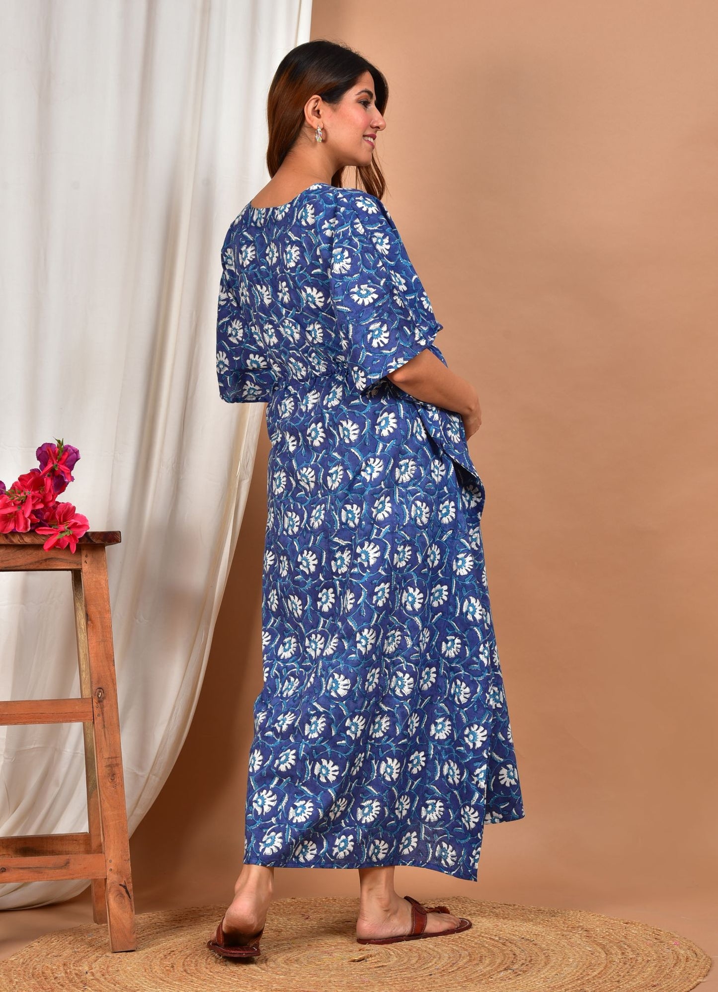 Nirasraya Cotton Feeding Maternity Kaftan with Twin Zip