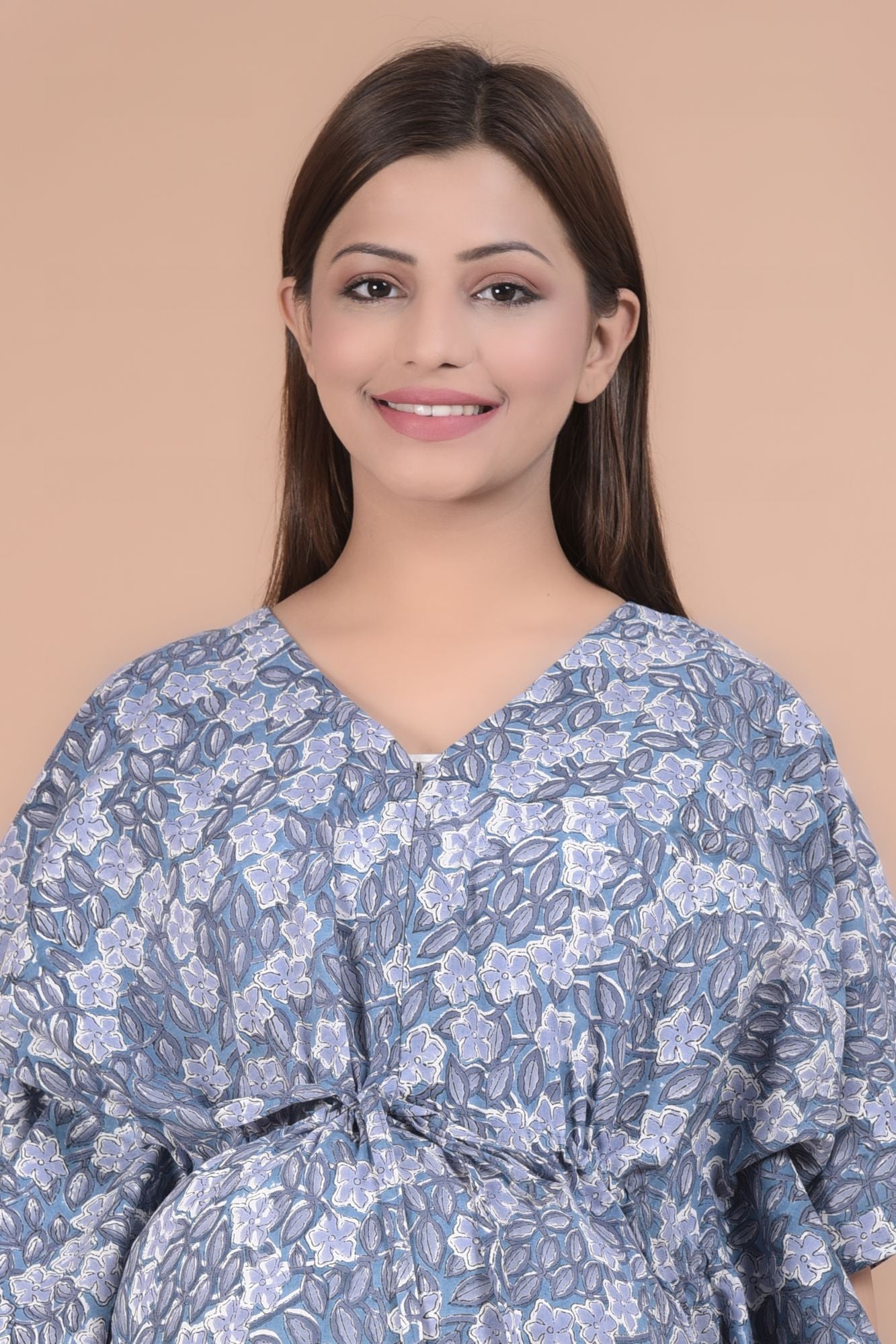 Pure Cotton Handblock Maternity Feeding Kaftan