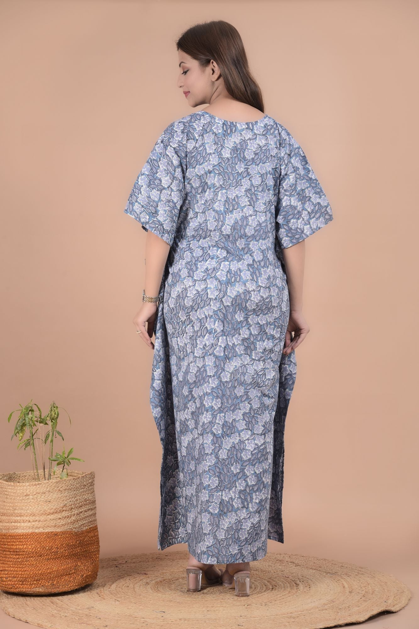 Pure Cotton Handblock Maternity Feeding Kaftan