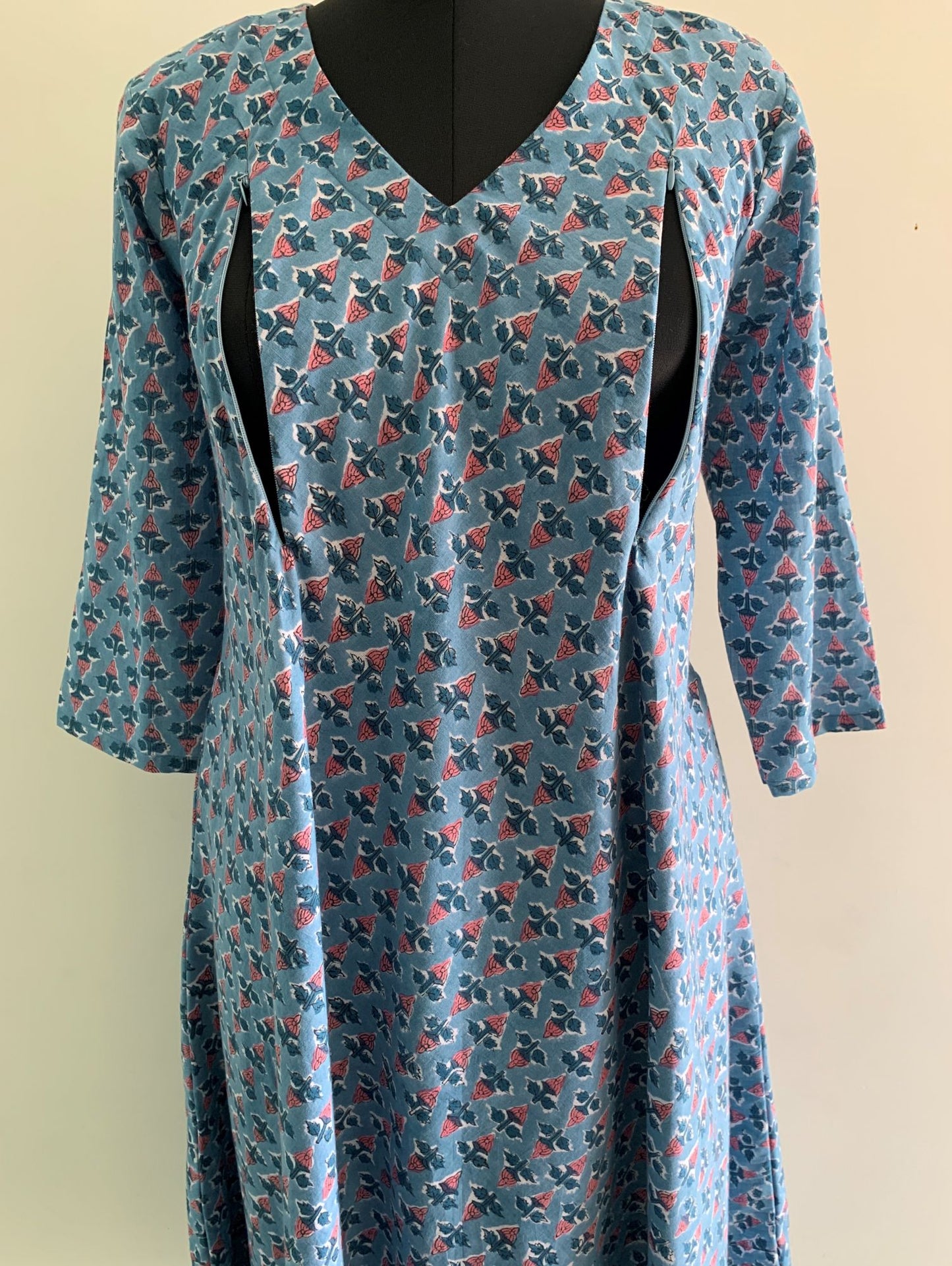 Nitai Sachi-Suta Twin Zip Handblock Cotton Nursing Umbrella Dress