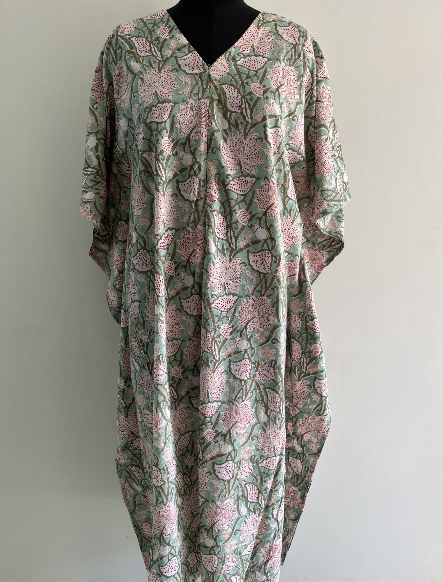 Kadamb Handblock Cotton Nursing Kaftan Gown