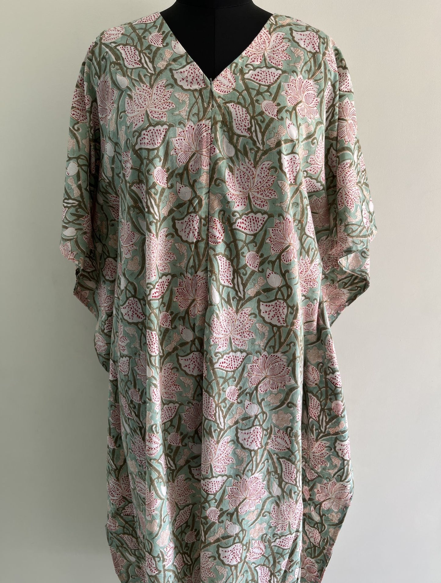 Kadamb Handblock Cotton Nursing Kaftan Gown