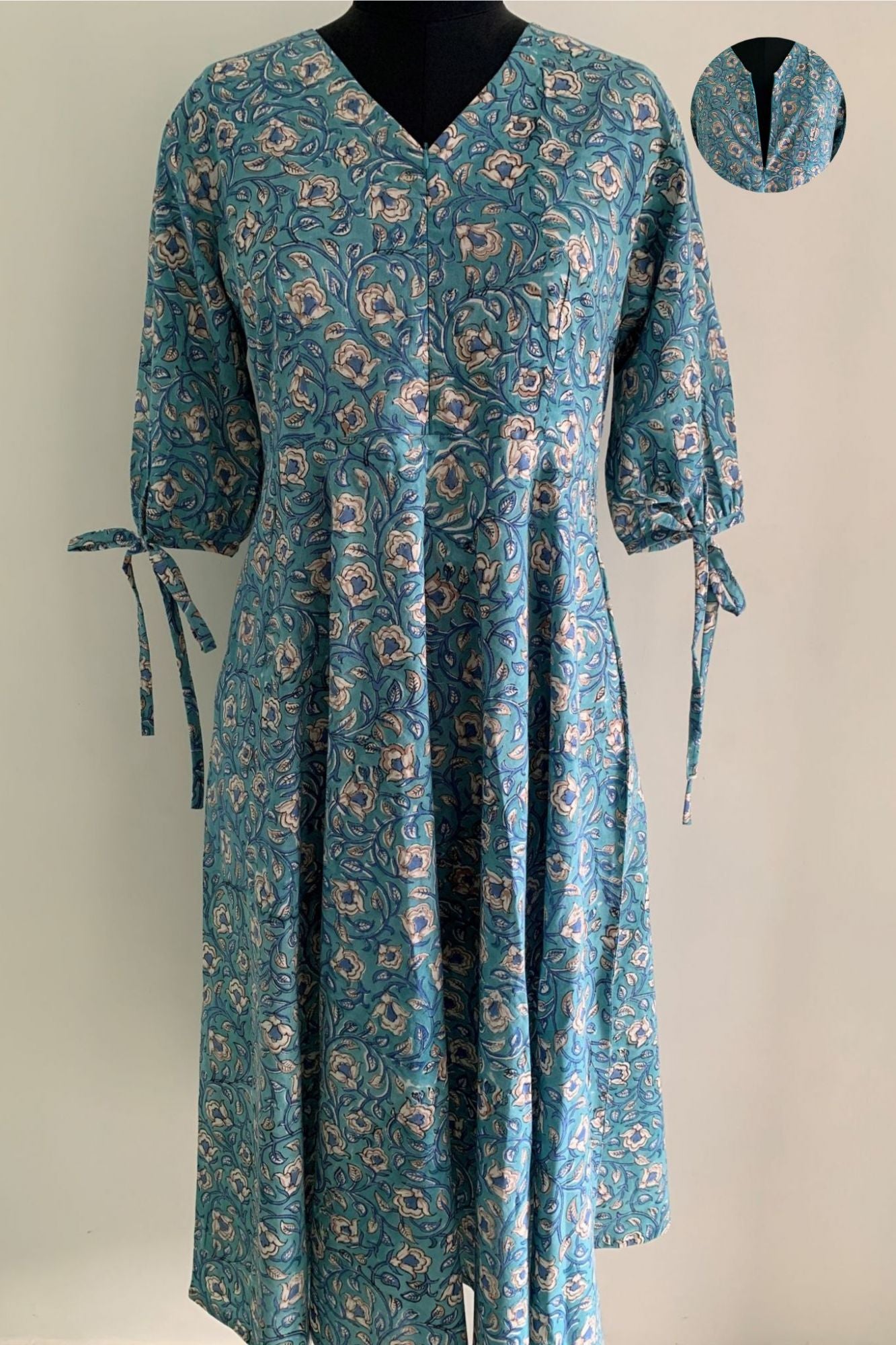 Neeladri Handblock Cotton Nursing Dress