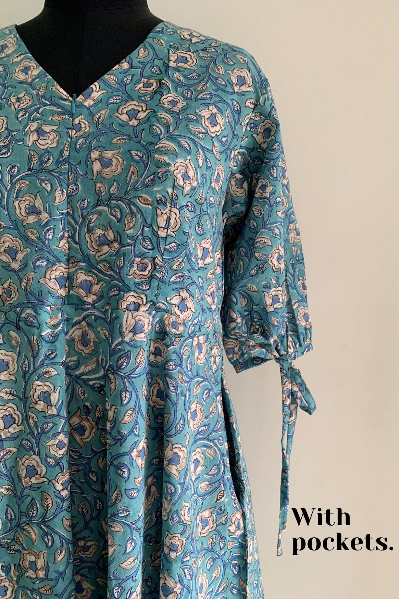 Neeladri Handblock Cotton Nursing Dress