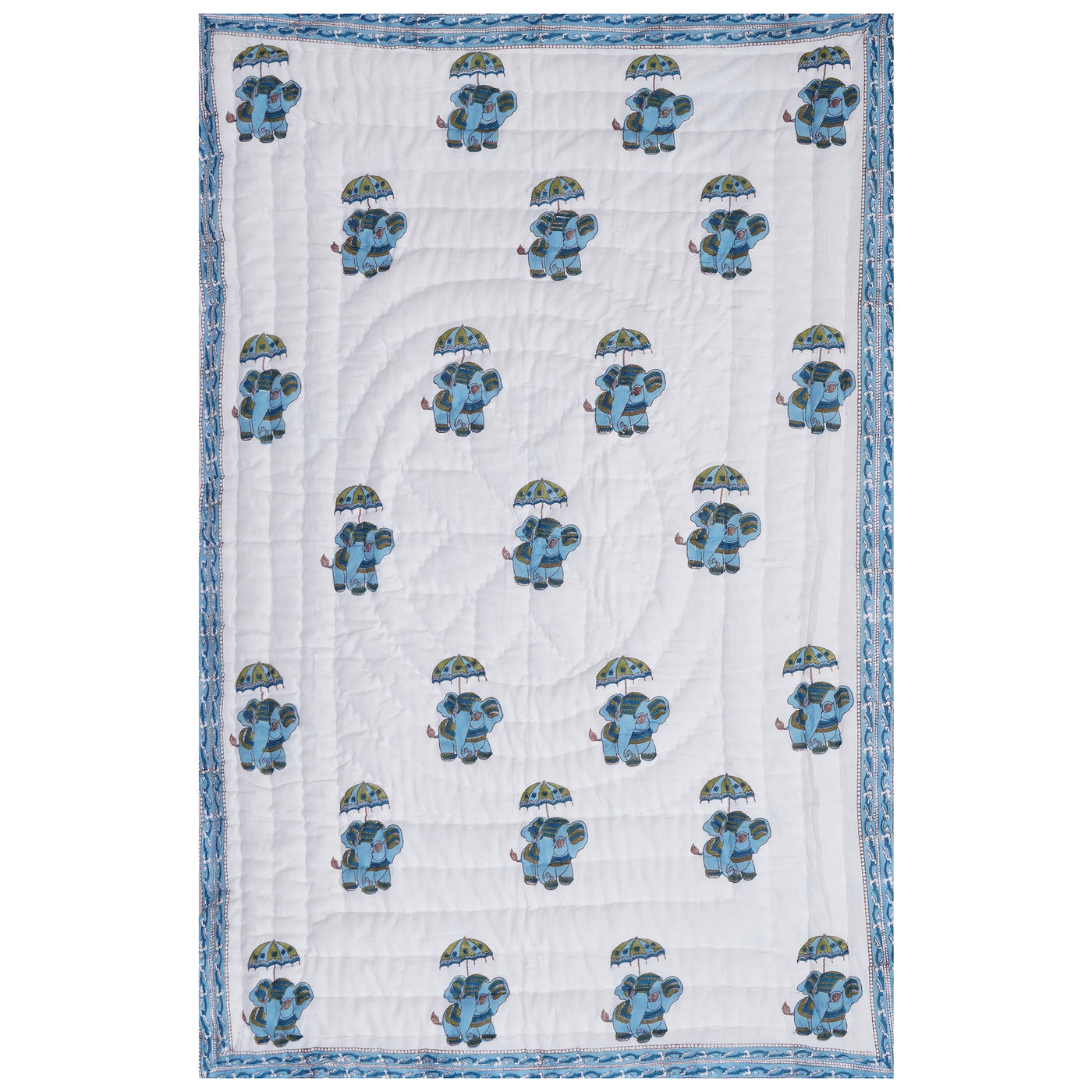 Elephant Handblock Cotton Reversible Baby Quilt (60x40)