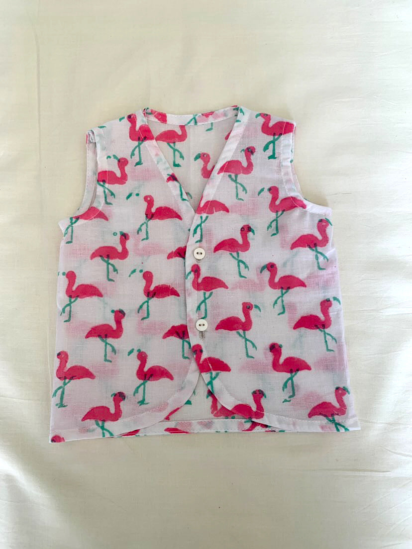 Flamingo Soft Cotton Handblock Print Jhabla