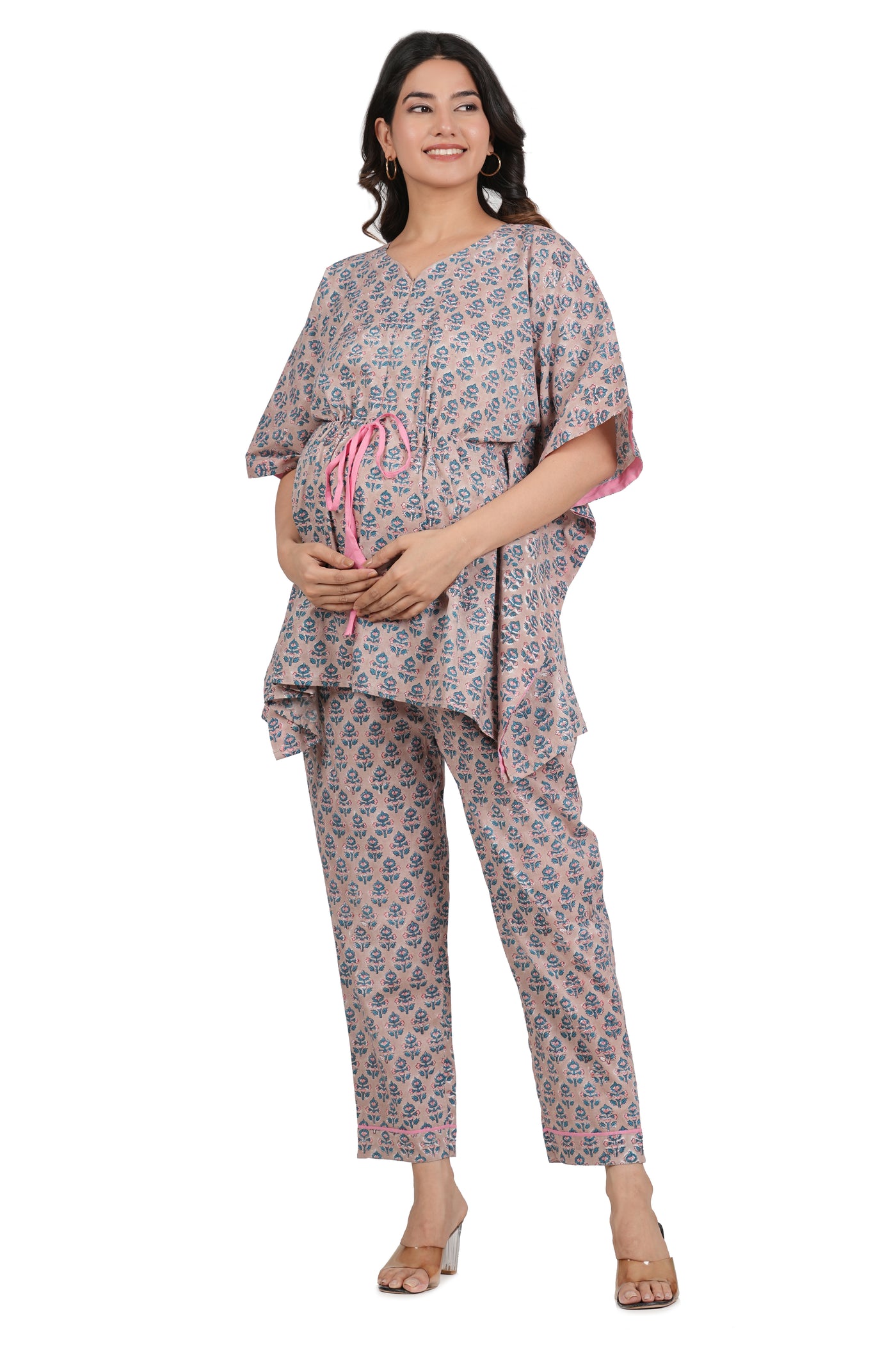 Janaki Handblock Cotton Nursing Loungewear