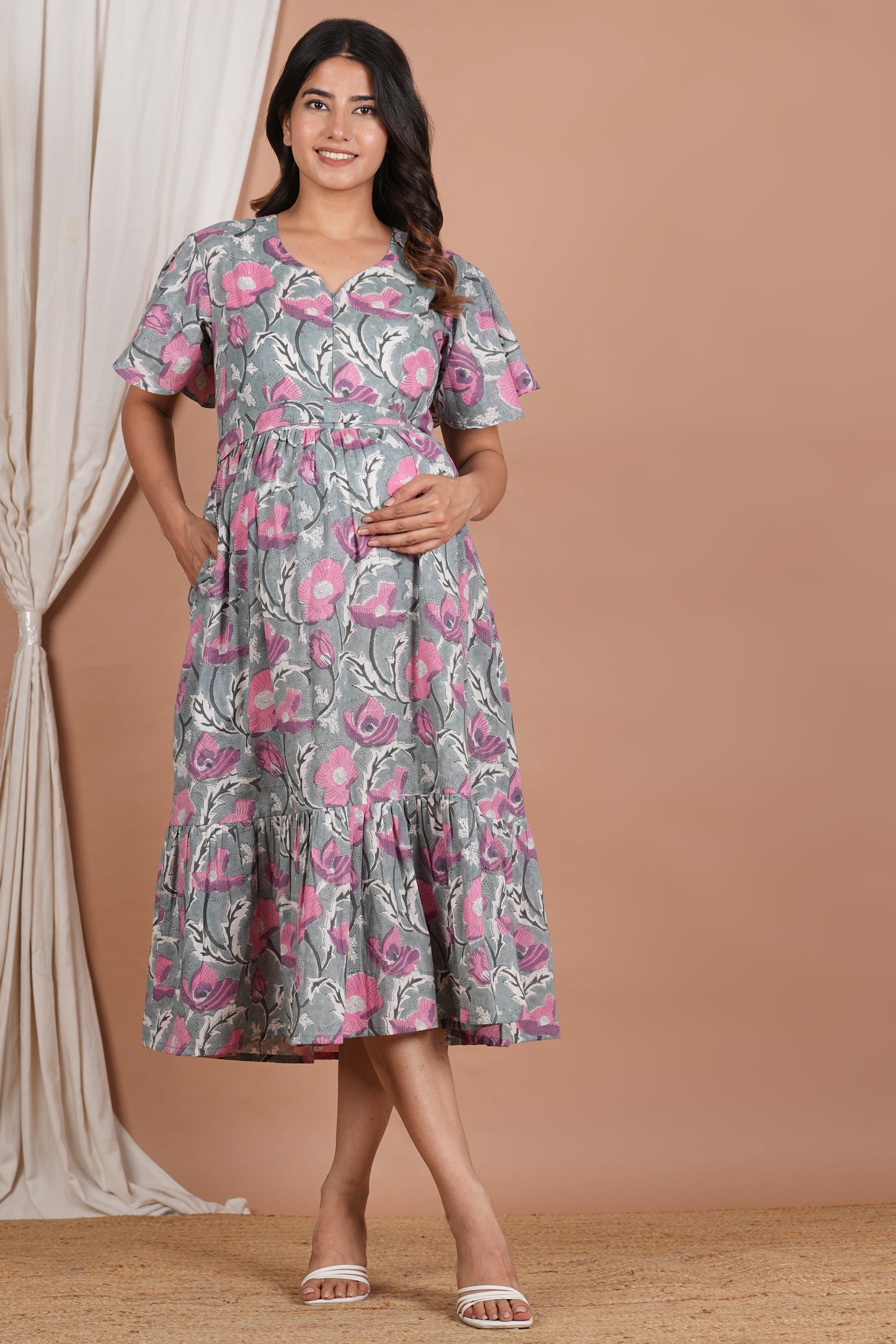 Karuna Nidhaan Cotton Maternity Feeding Dress