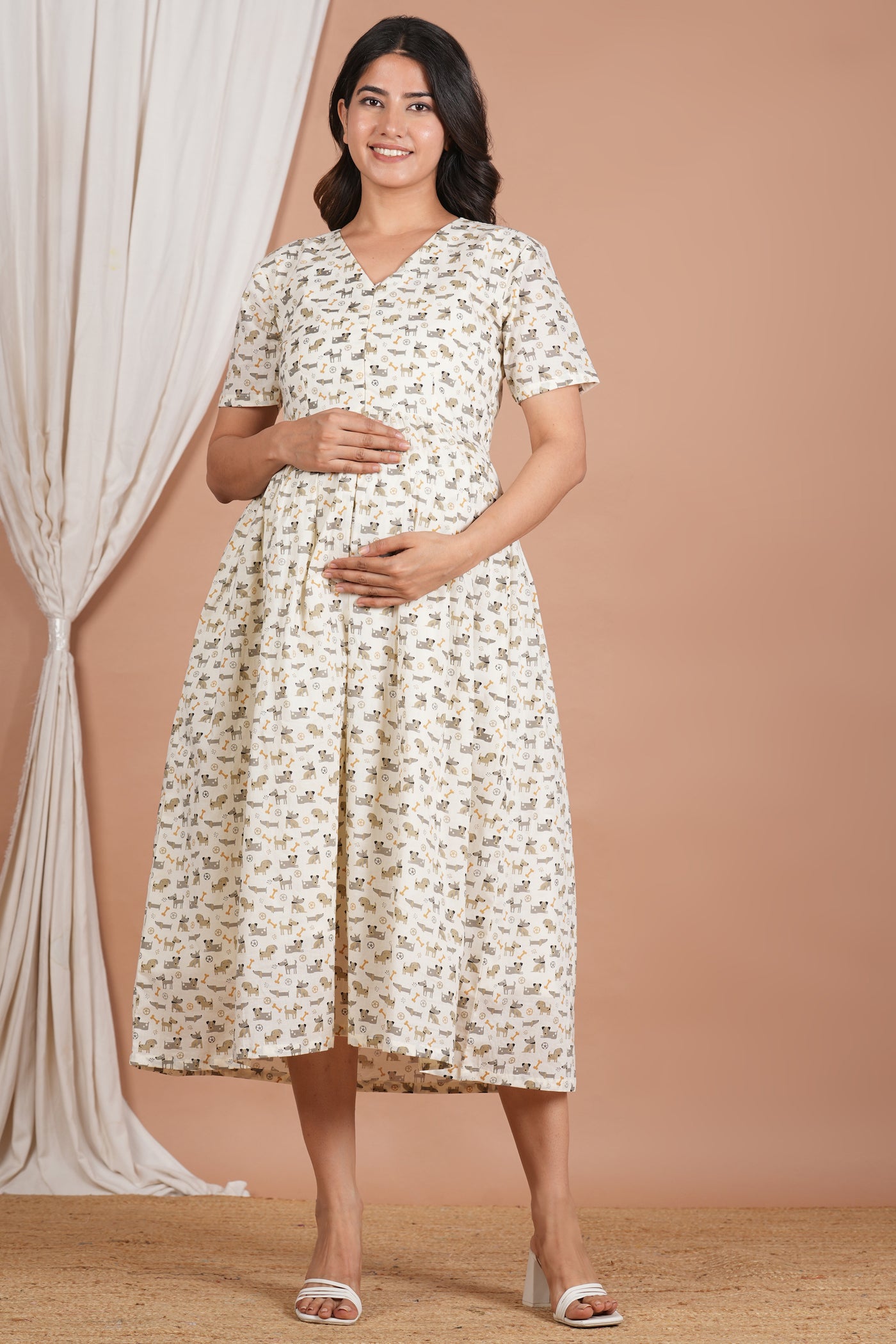 Vyaghra Cotton Maternity Nursing Dress