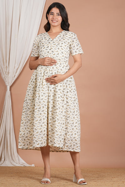 Vyaghra Cotton Maternity Nursing Dress