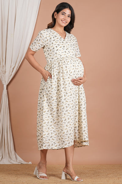 Vyaghra Cotton Maternity Nursing Dress