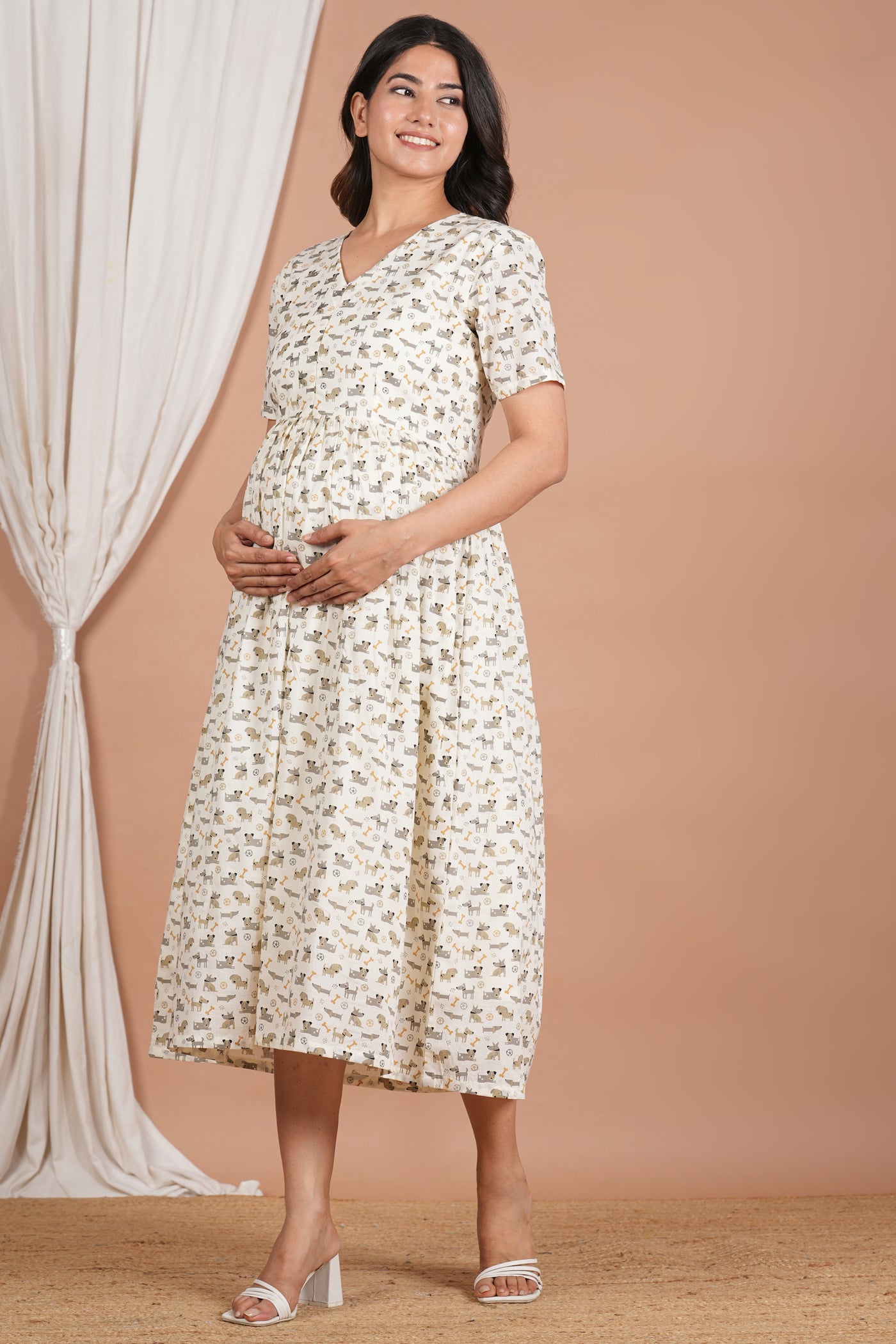 Vyaghra Cotton Maternity Nursing Dress