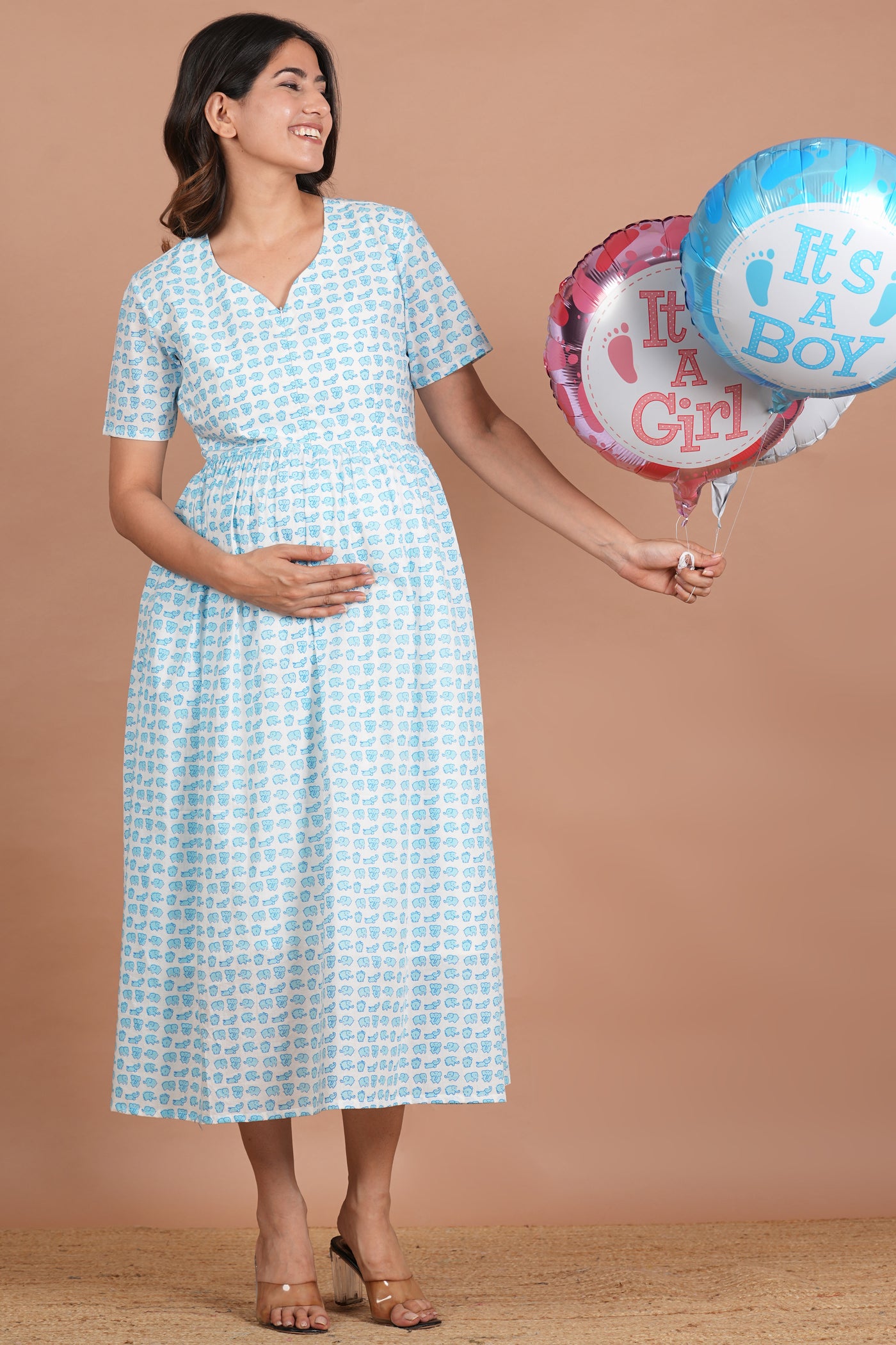 Gajavesh Cotton Maternity Nursing Dress